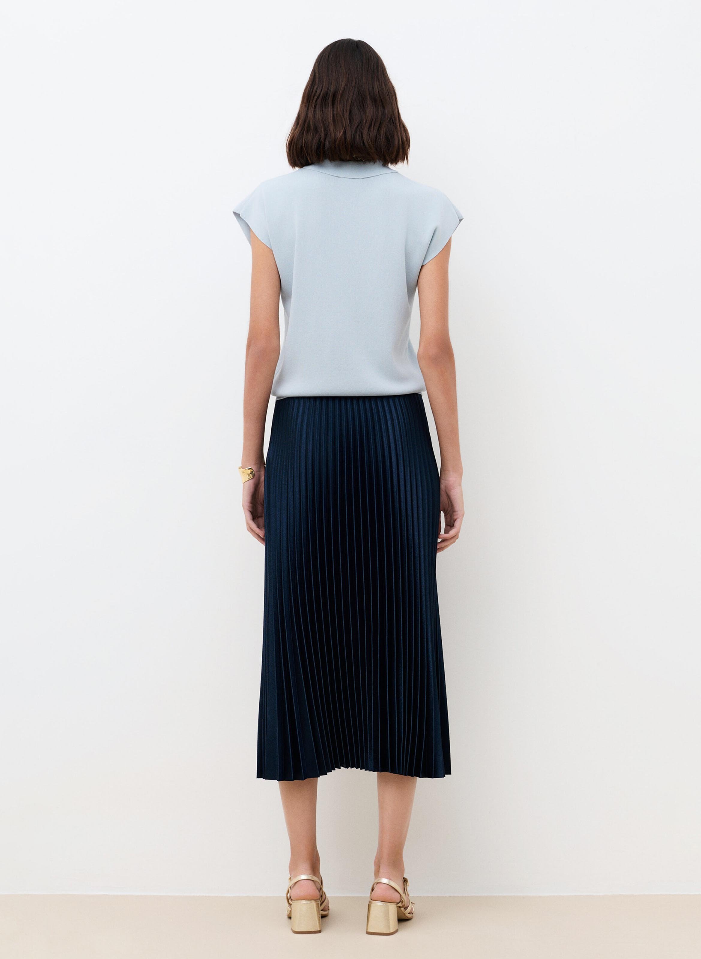 Jupe midi plisée  CAROLL Bleu
