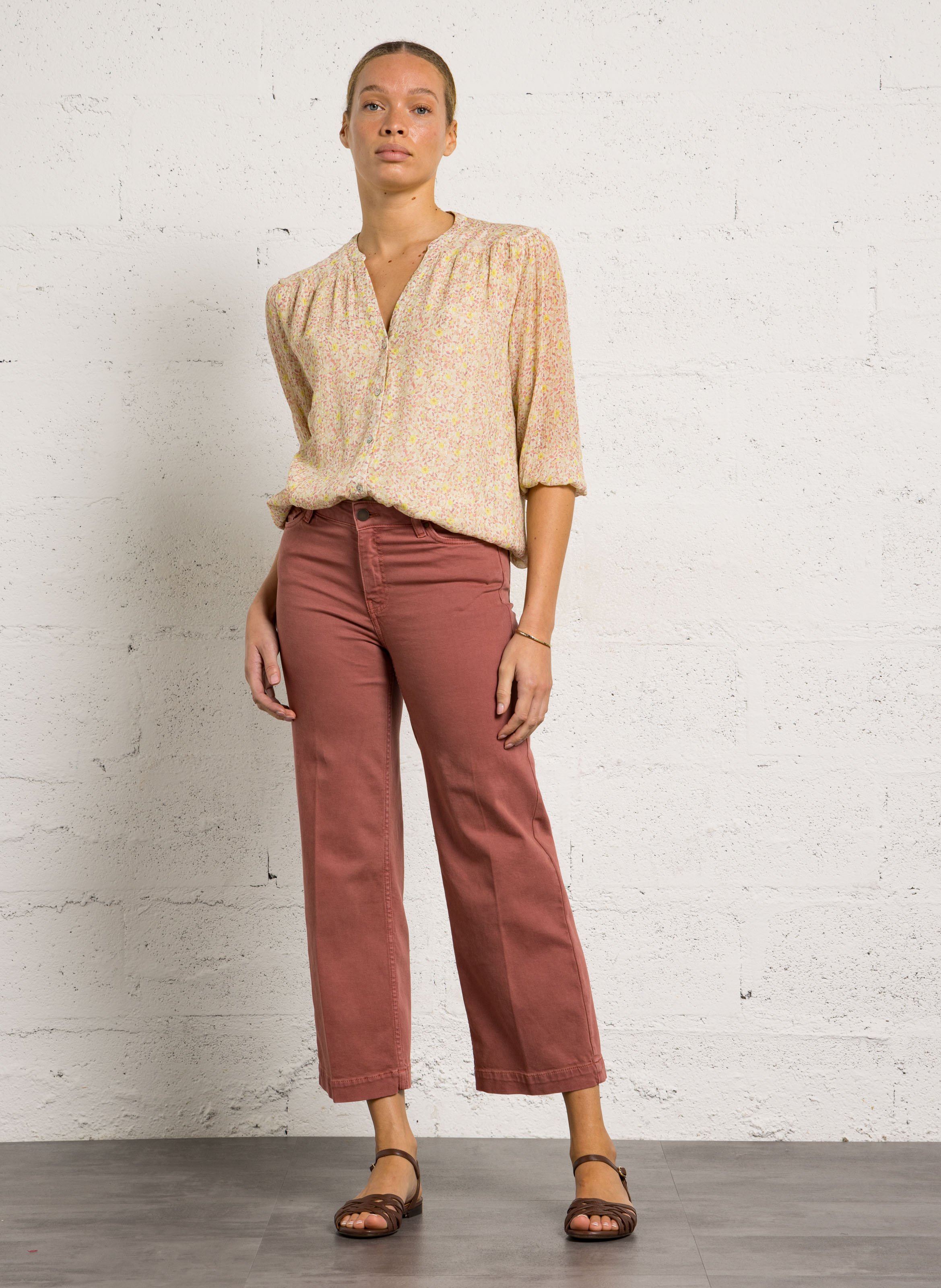 Cotton blend cropped jeans MAISON 123 Pink