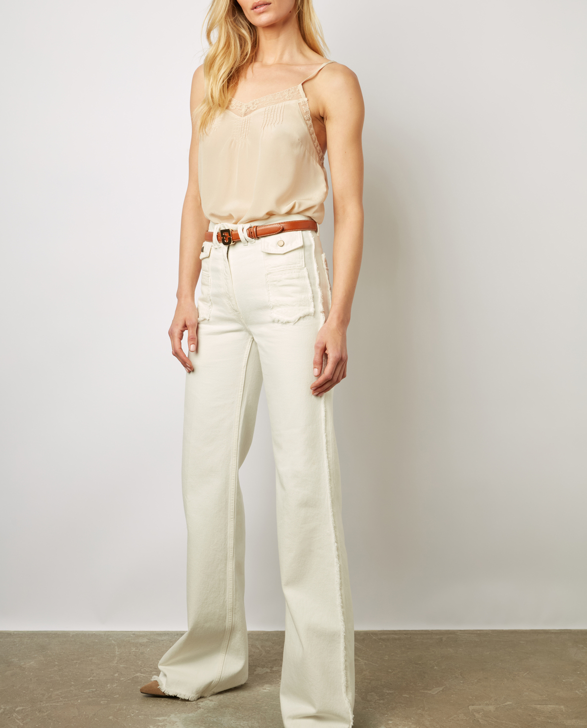 High-rise cotton bootcut jeans GERARD DAREL Beige