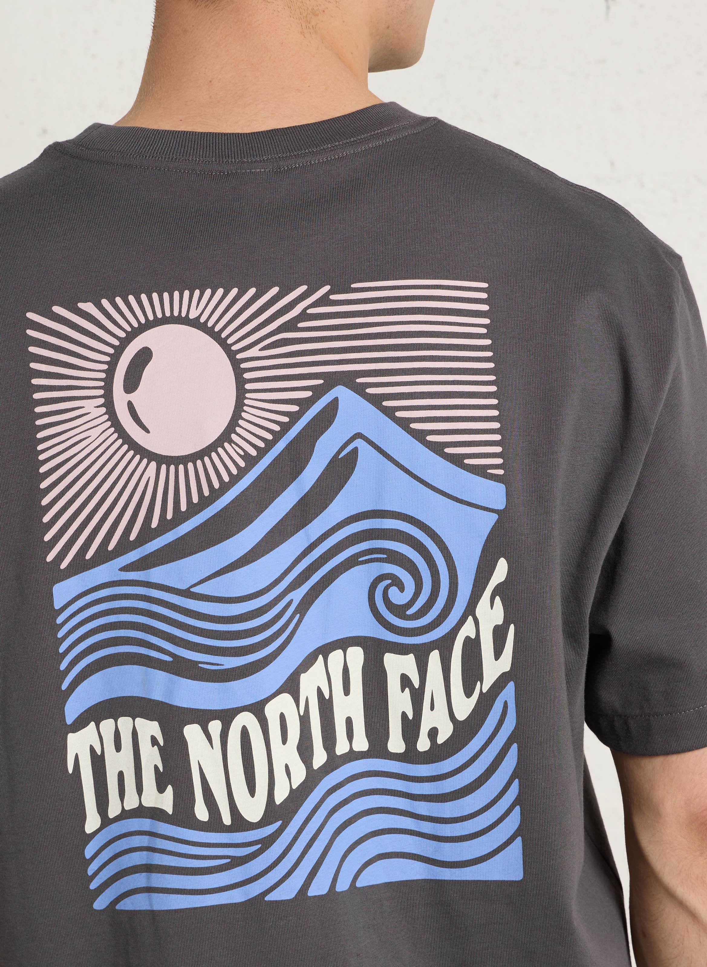 Oversize round-neck cotton T-shirt with screen print THE NORTH FACE Grey