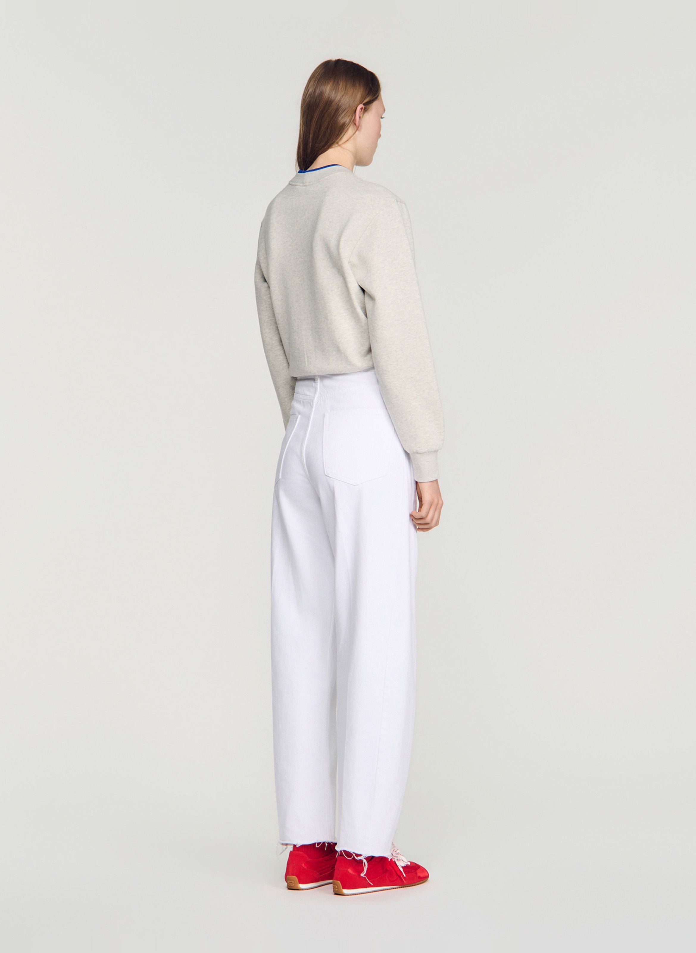 Jean droit en coton SANDRO Blanc