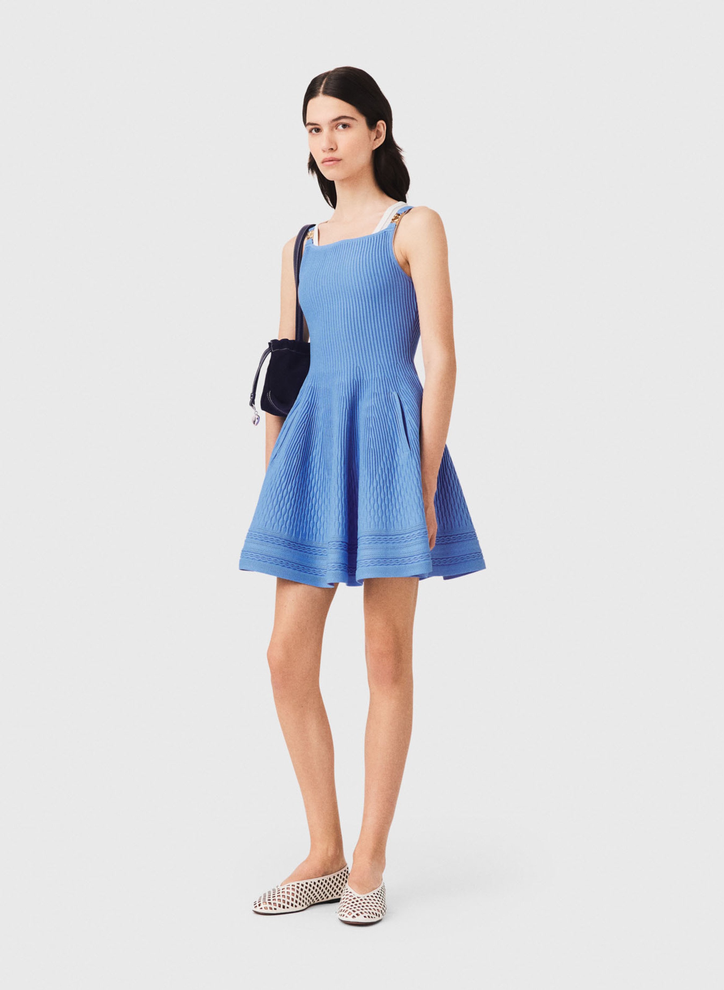 Robe courte en maille MAJE Bleu