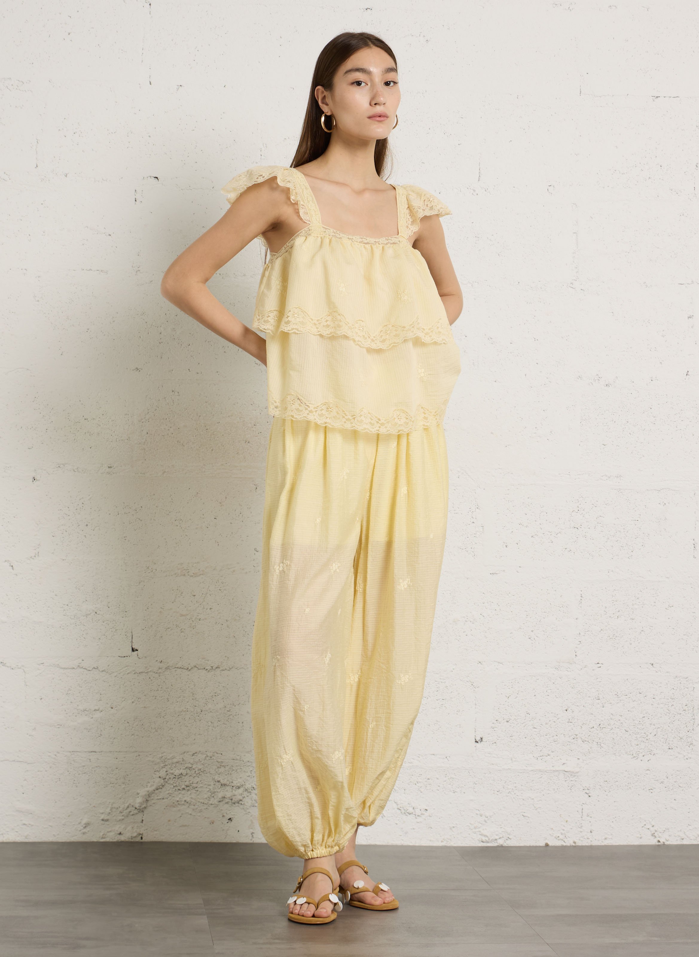 Top ample col carré BERENICE Jaune