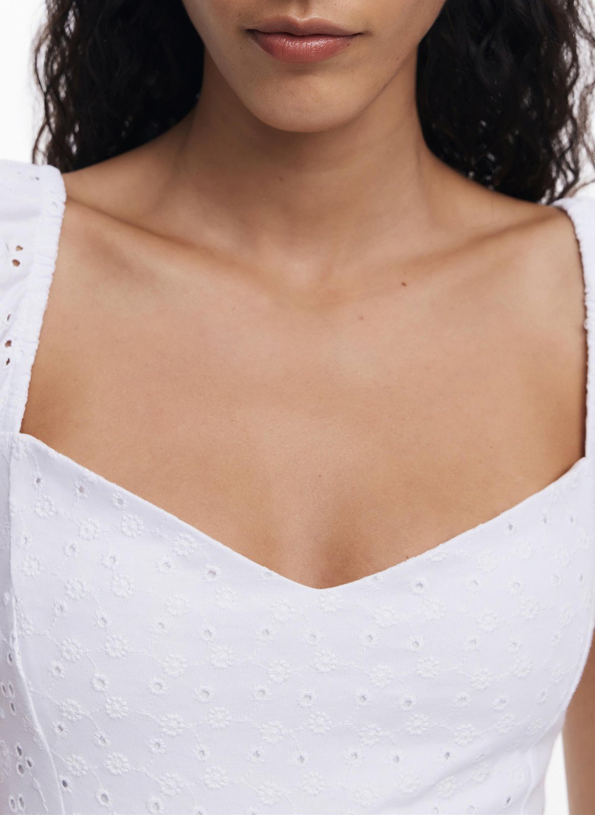 Robe midi décolleté coeur en coton DESIGUAL Blanc