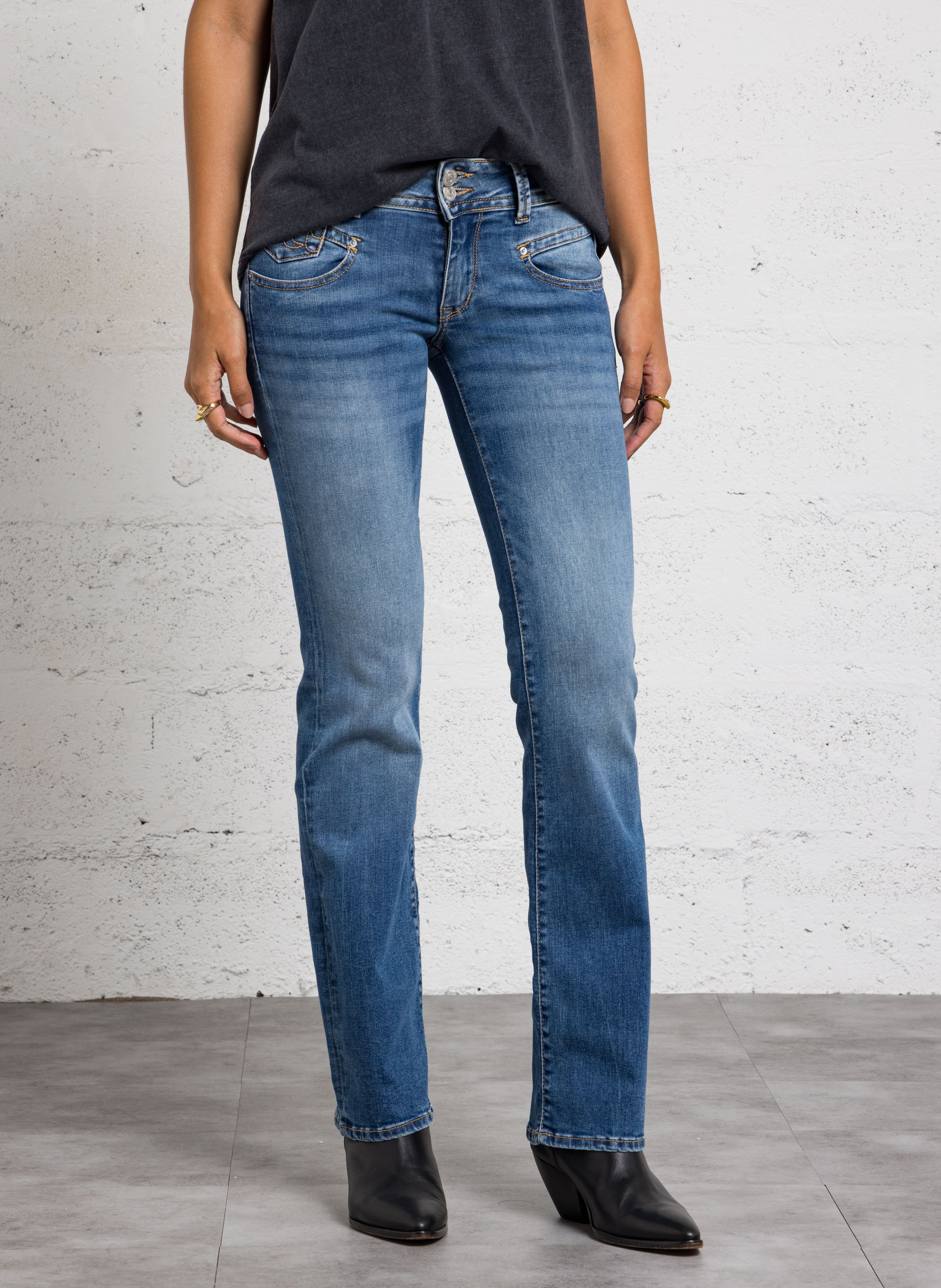 Rechte lage taille jeans LE TEMPS DES CERISES Blauw