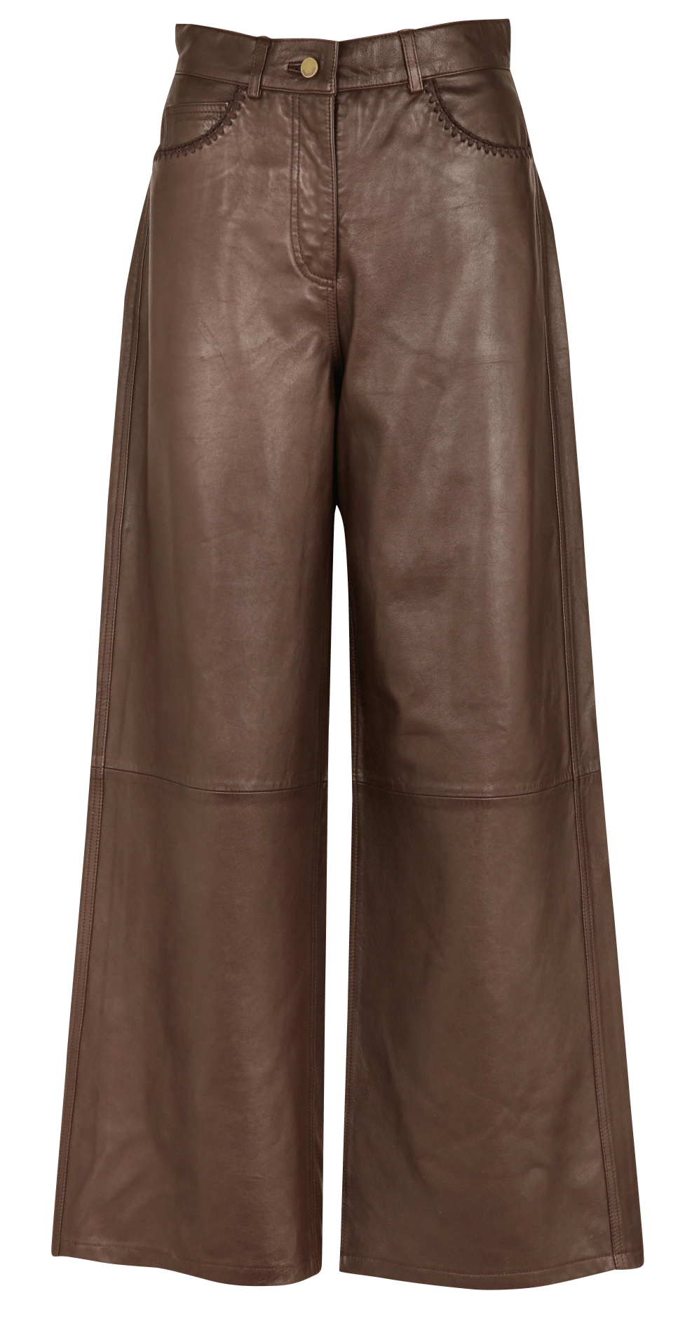 Pantalon large en cuir MOMONI Marron