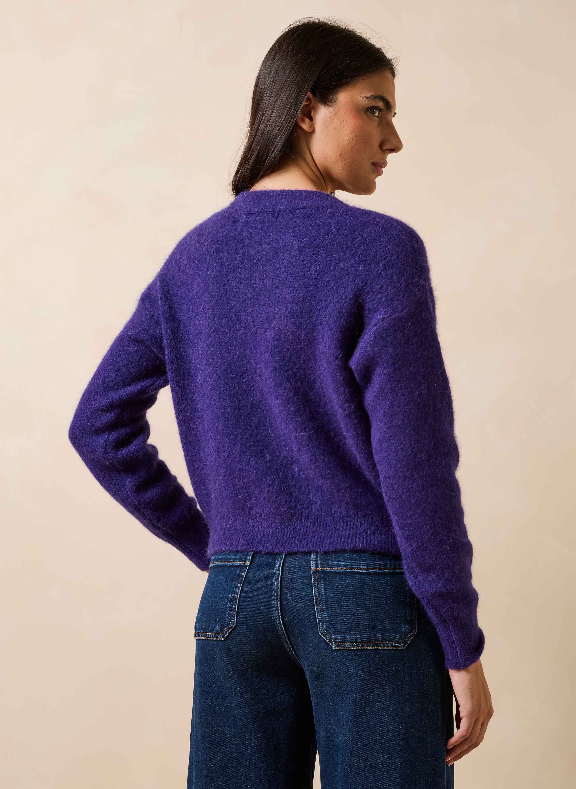Oversized wool-blend cardigan LA FEE MARABOUTEE Purple