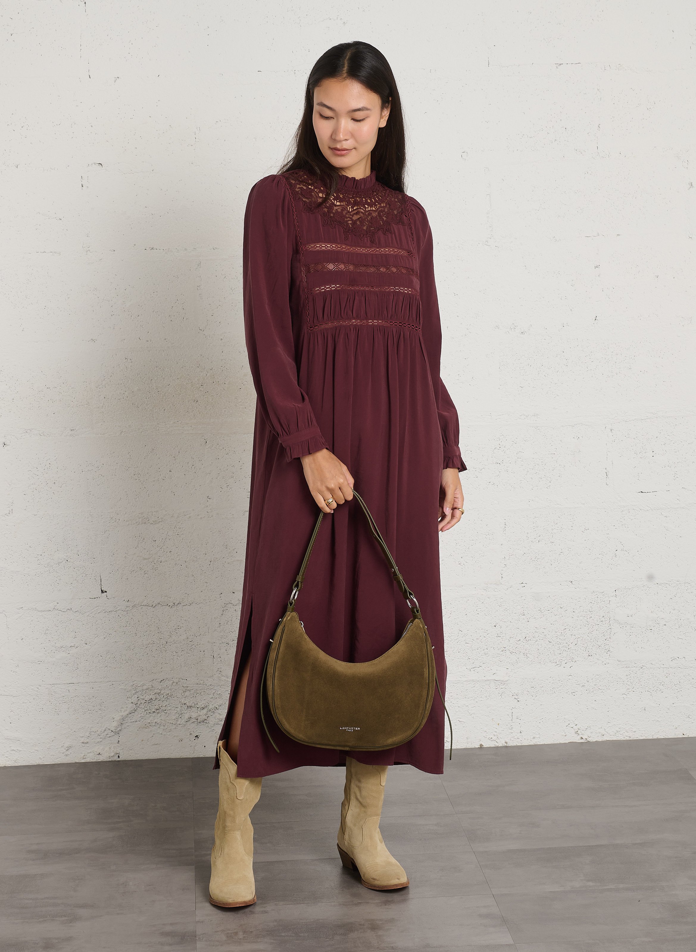 Robe longue brodée en coton mélangé  SEE U SOON Violet