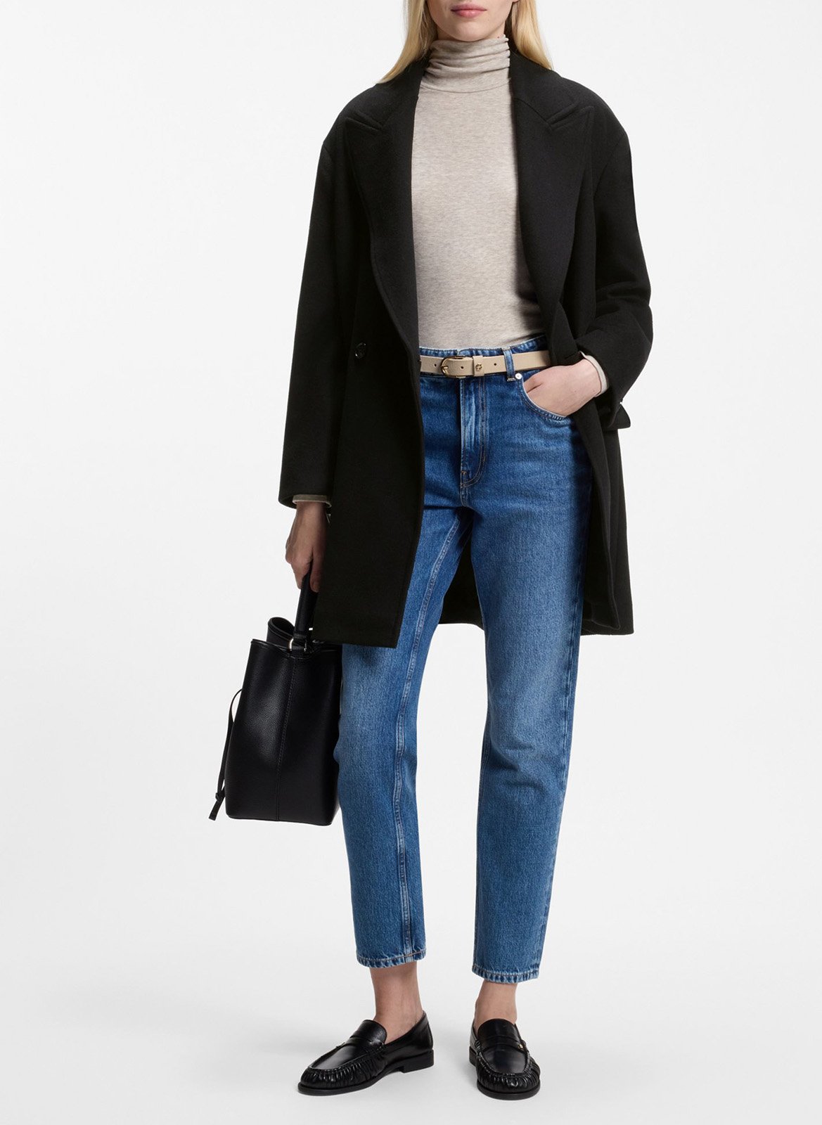Loose-fit wool-blend mid-length coat BOSS Black