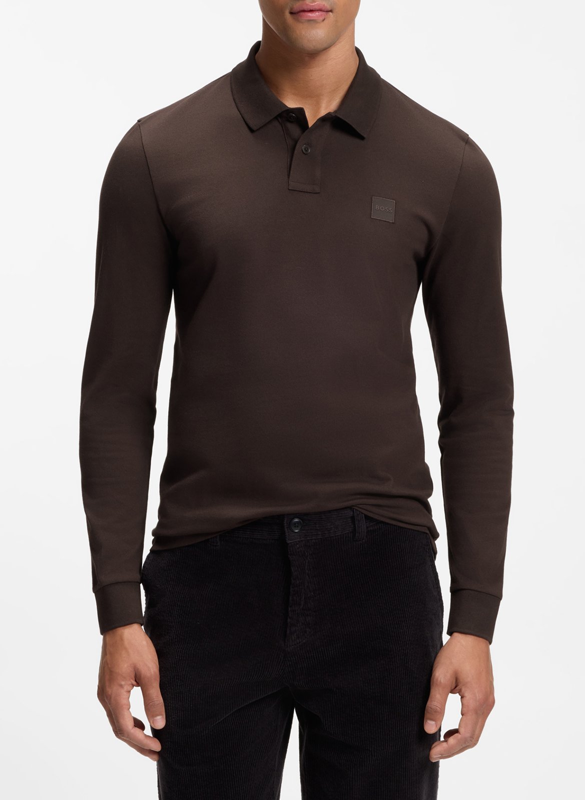 Polo à manches longues regular-fit en coton mélangé BOSS