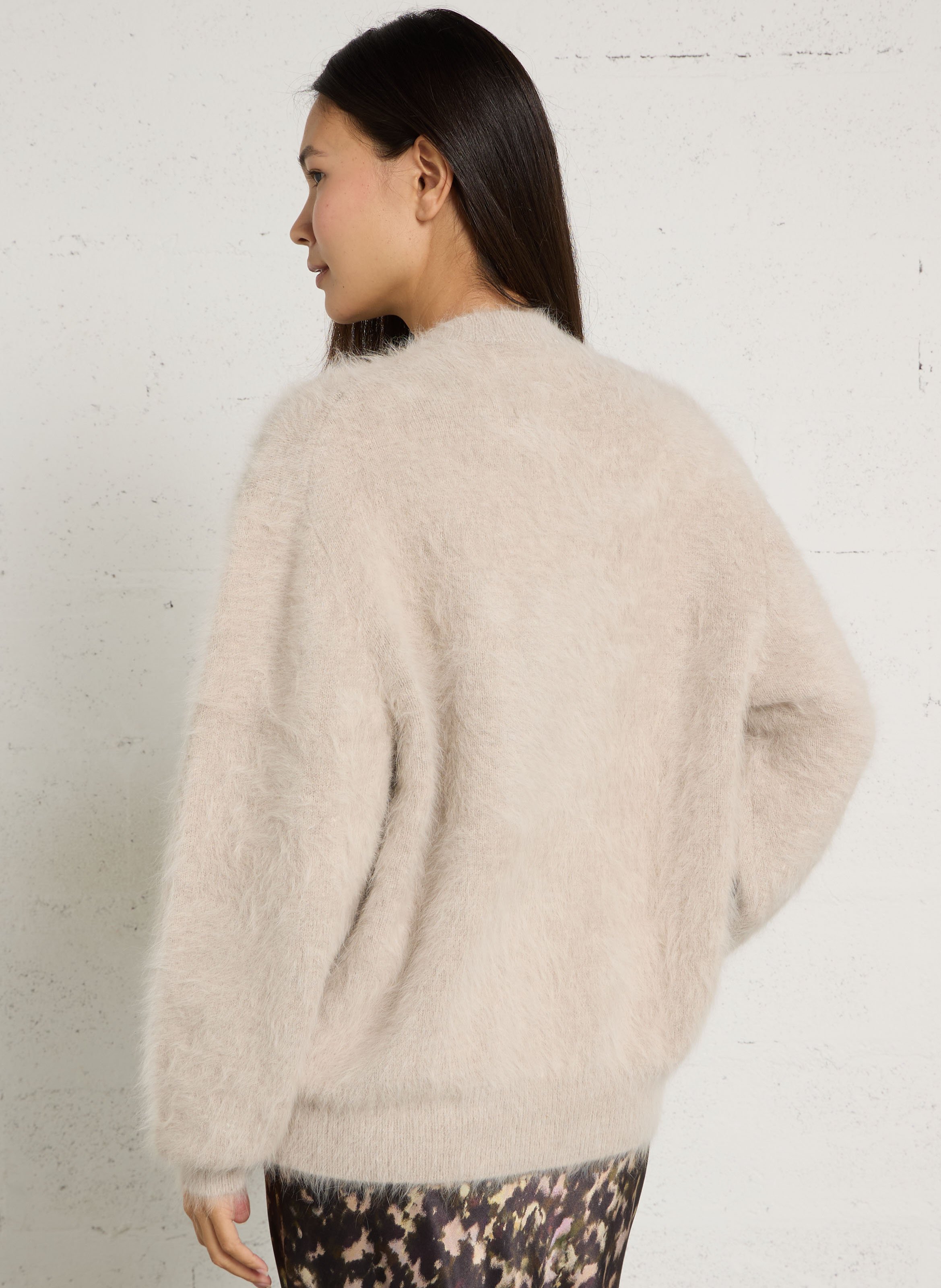 Gilet ample col V en angora mélangé BELLEROSE Gris