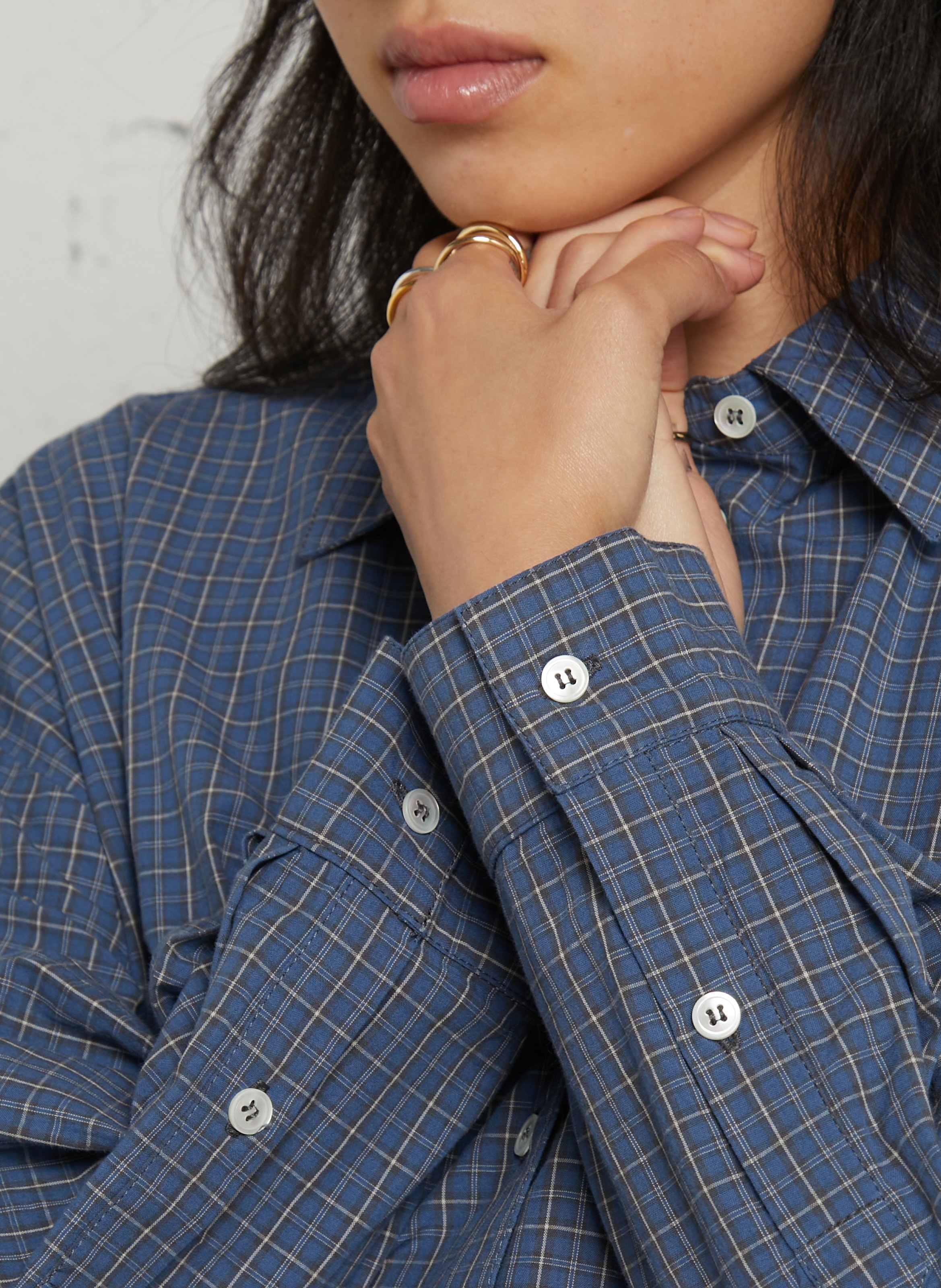 Blouse van biokatoen met klassieke kraag MASSCOB Blauw