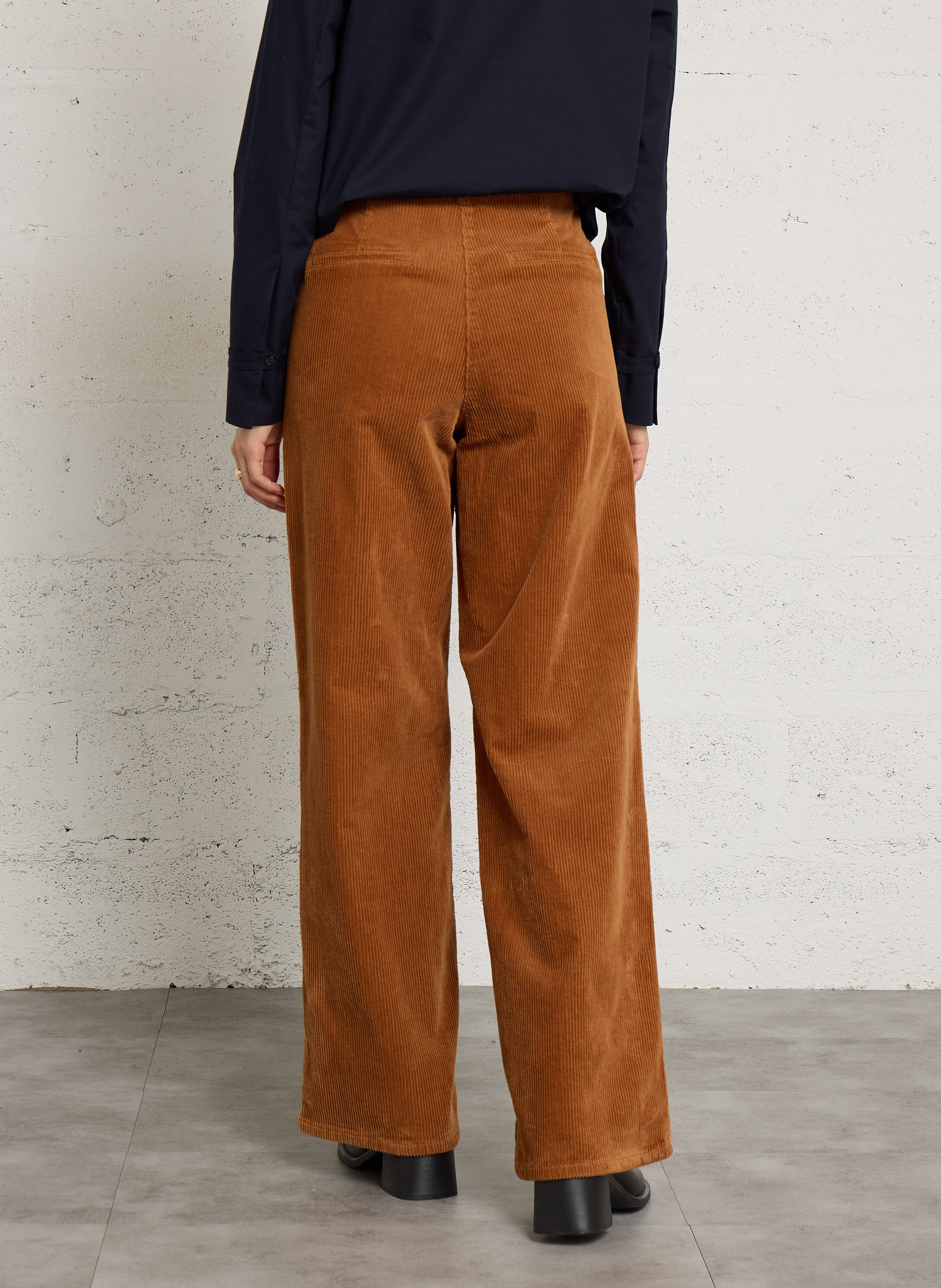 Broek van gemengd katoenen ribfluweel MAISON 123 Beige