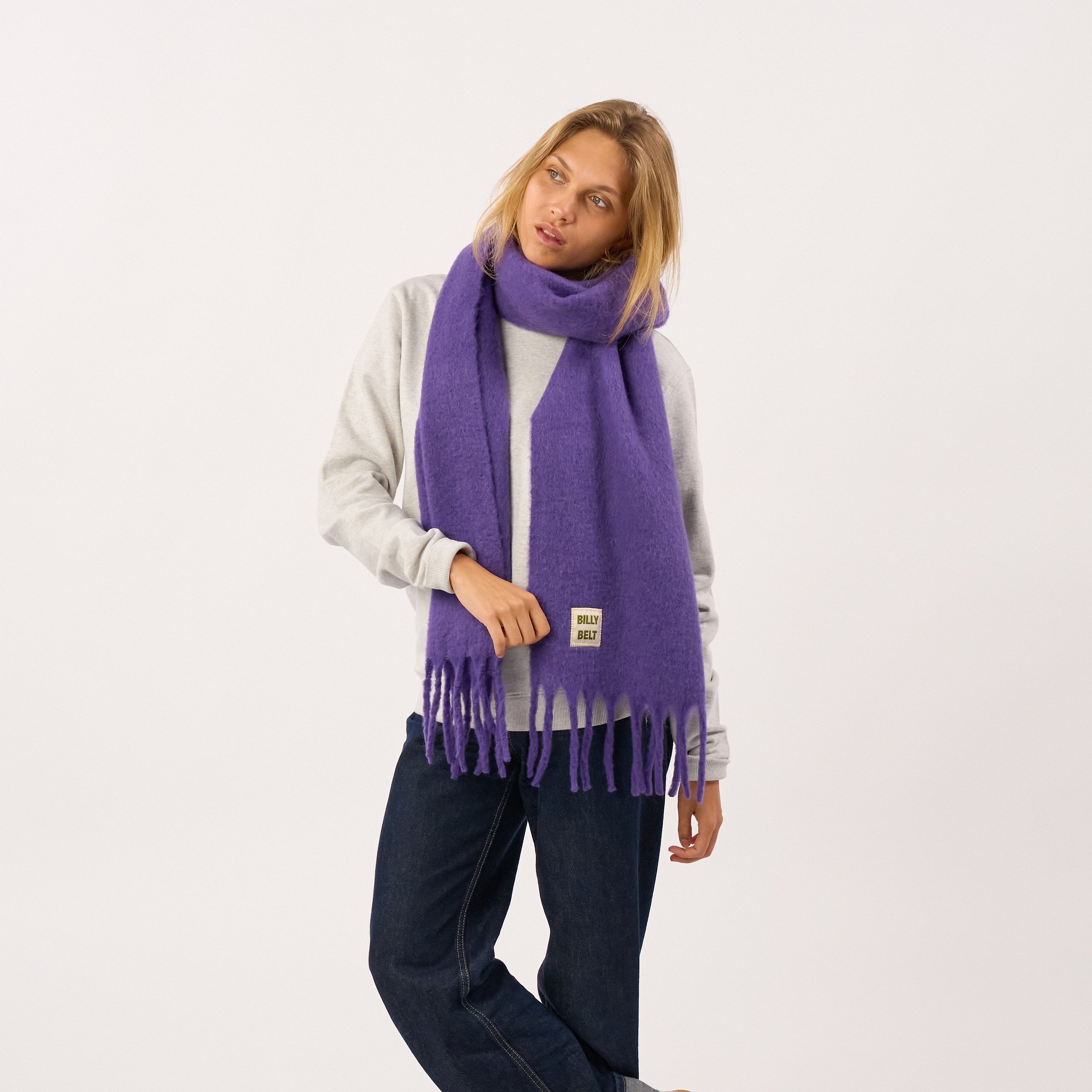 Wide wool scarf BILLYBELT Purple