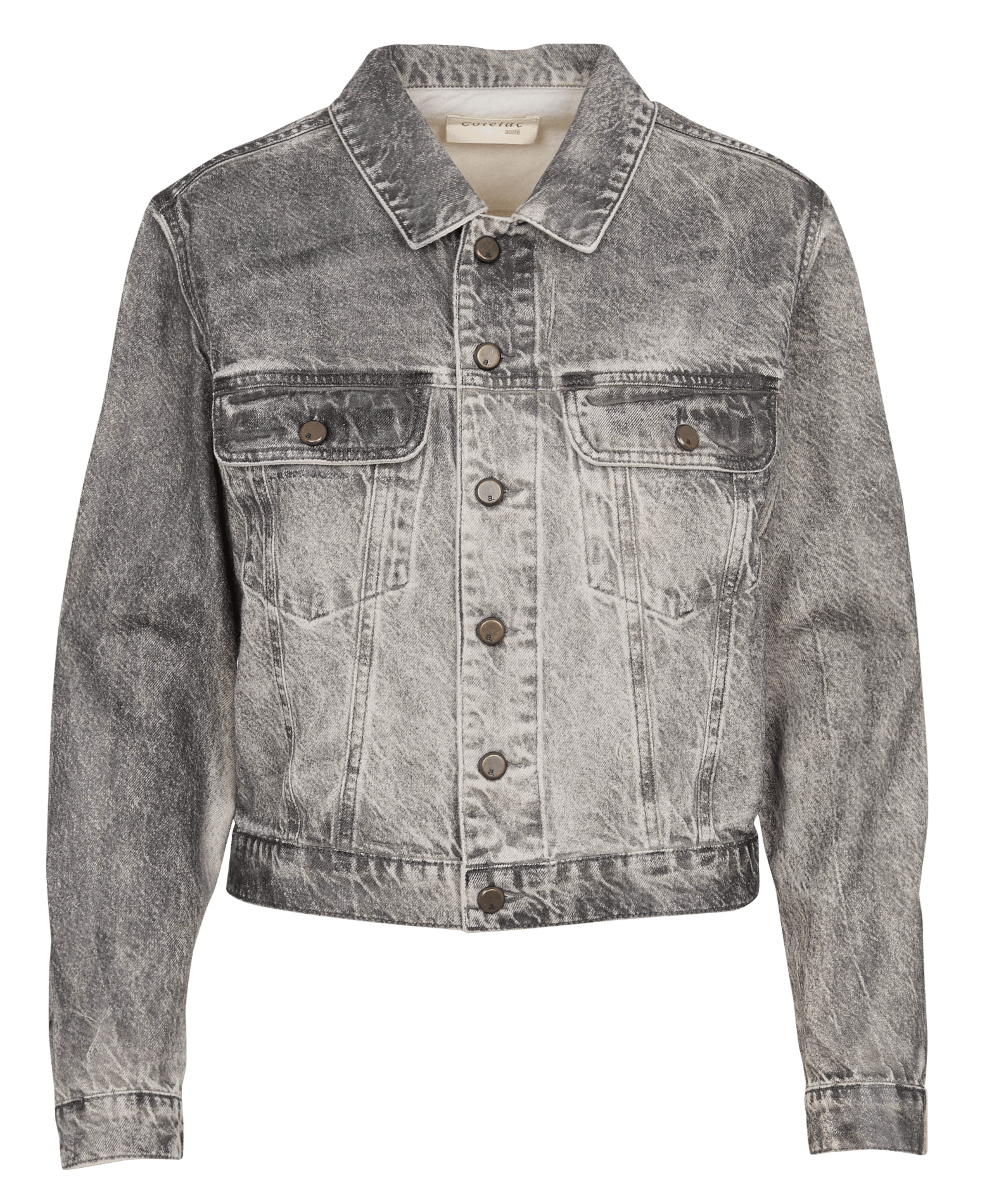 Gerade geschnittene Jacke mit klassischem Kragen in Denim-Optik aus Baumwollmischgewebe COTELAC ACOTE Schwarz