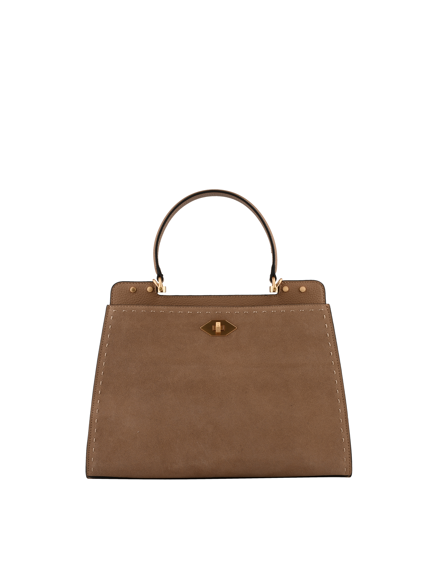 Cowhide leather handbag with a suede-effect finish POURCHET