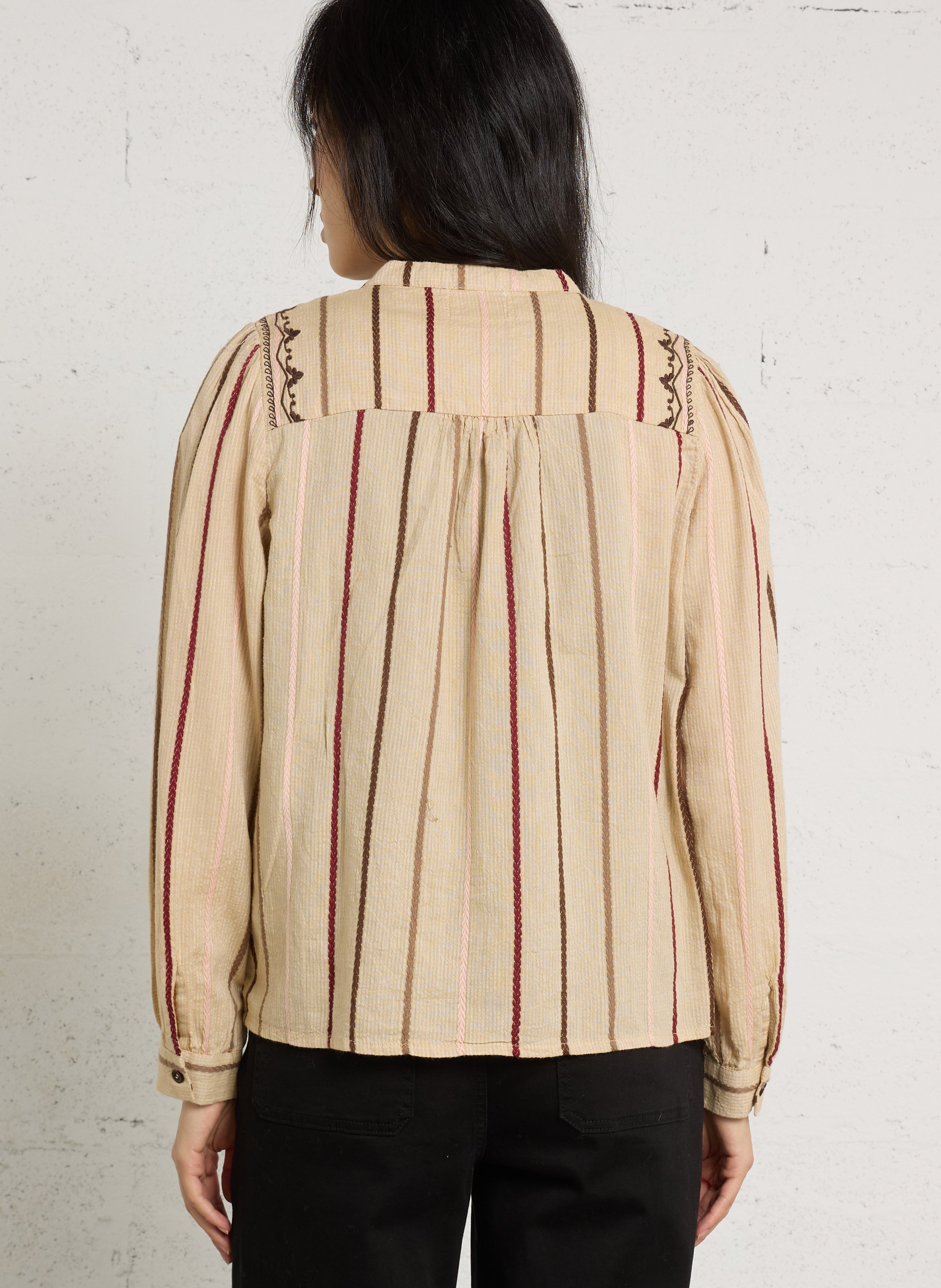 Straight blouse with cotton pattern LA PETITE ETOILE Beige