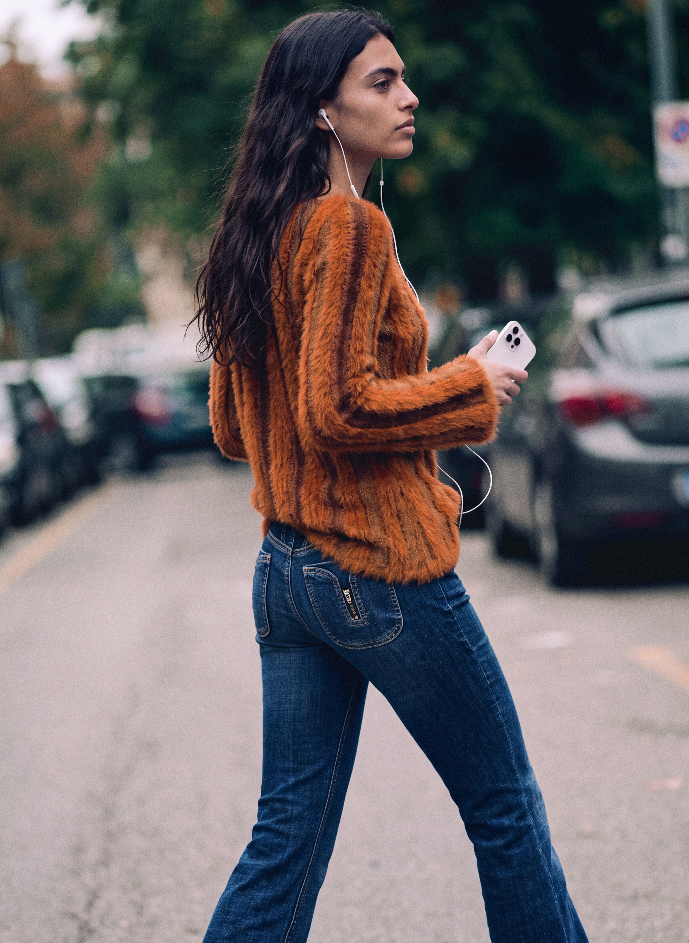 Effen rechte broek met fureffect DESIGUAL Bruin