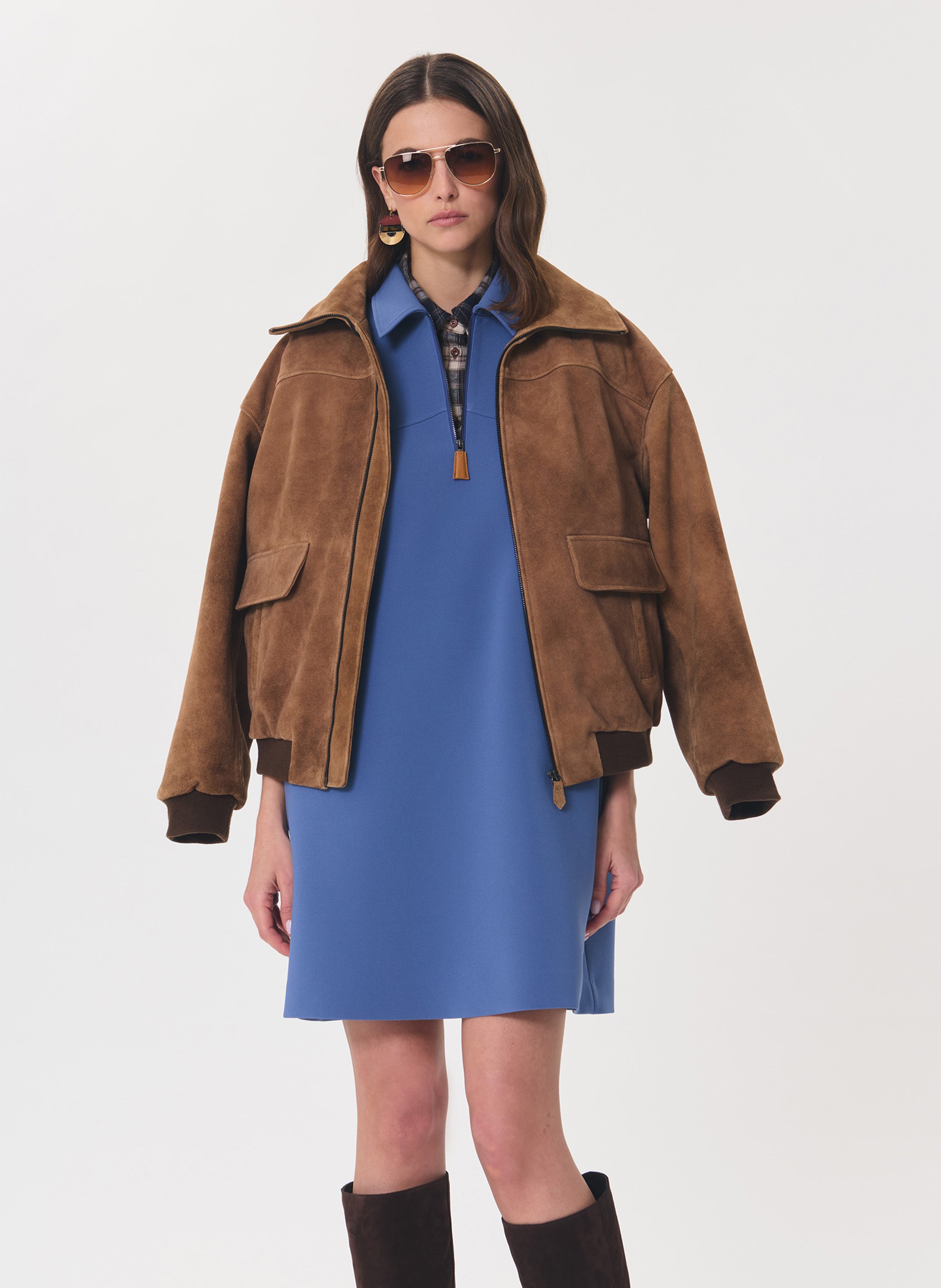 Kurzes unifarbenes A-Linien-Kleid TARA JARMON Blau