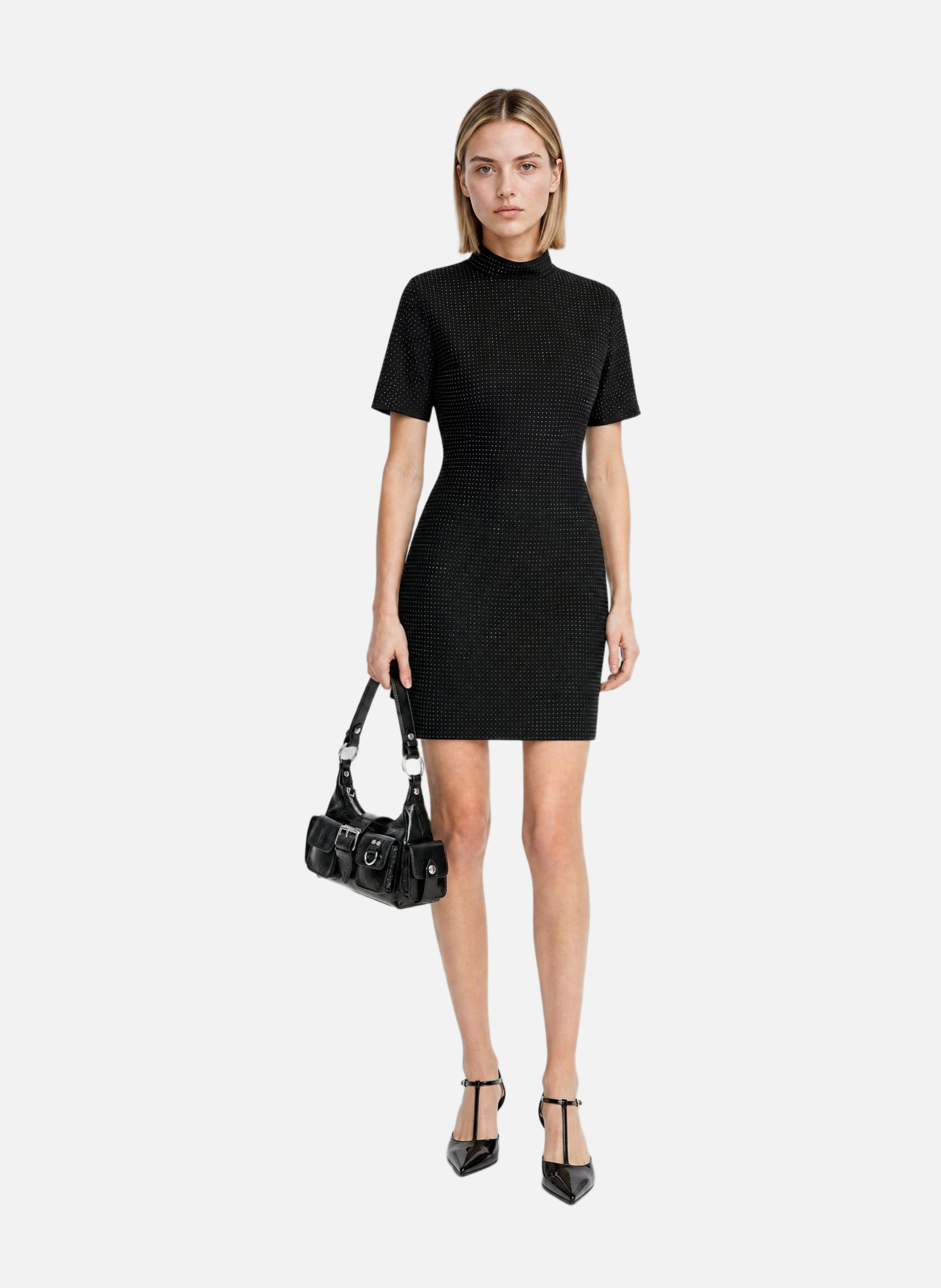 Short rhinestone-embellished dress THE KOOPLES Black
