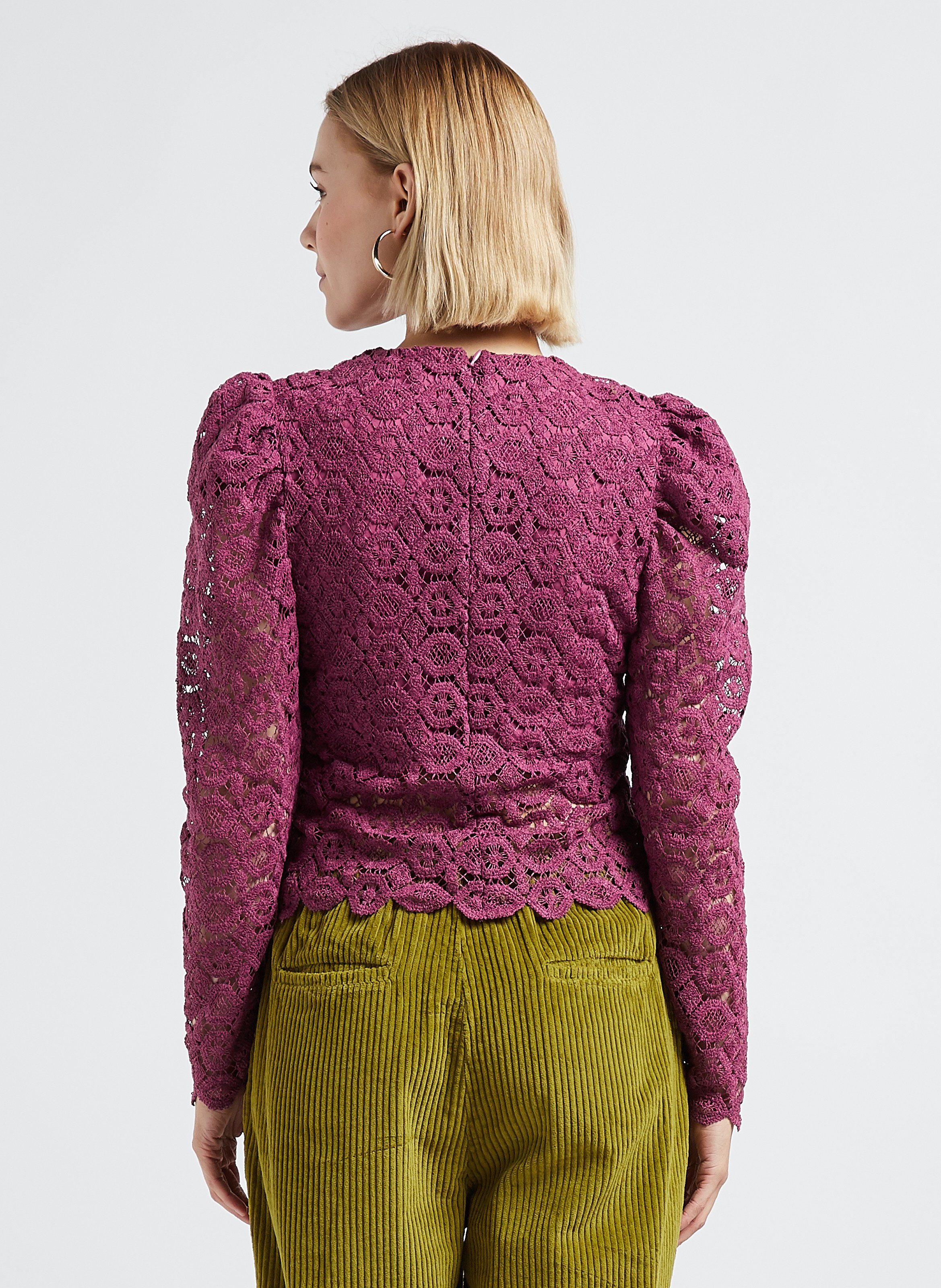 Gerade geschnittenes Rundhals-Bluse aus Spitze THE NEW SOCIETY Rosa