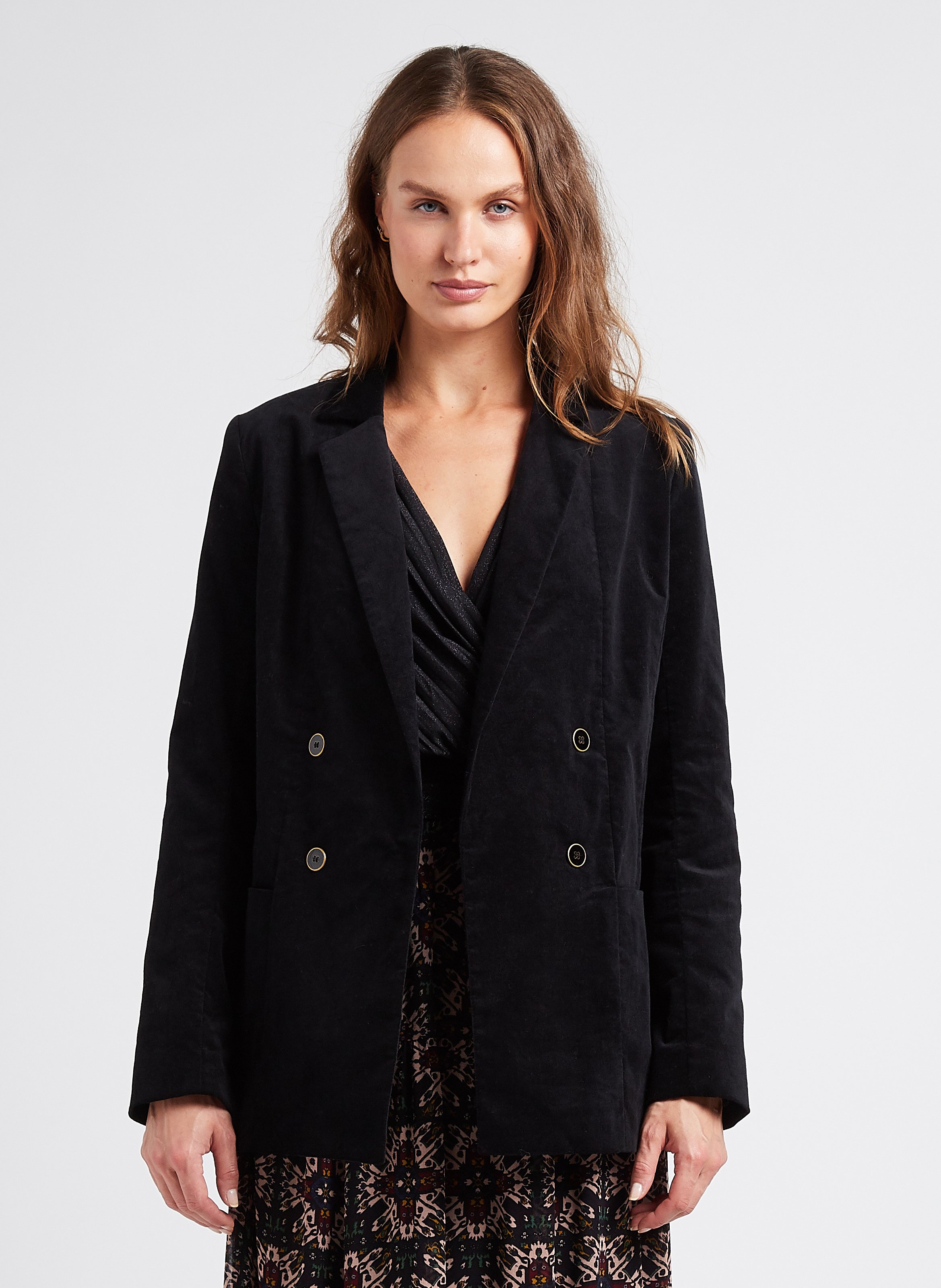 Blazer velours noir discount femme