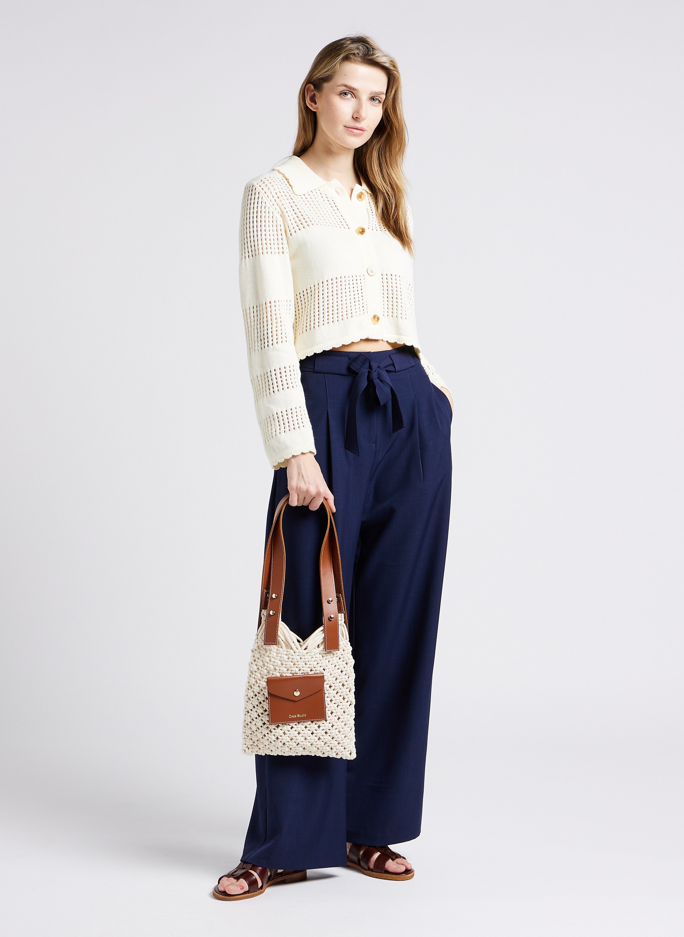 Sac porté épaule macramé en coton mélangé CRAIE STUDIO Marron