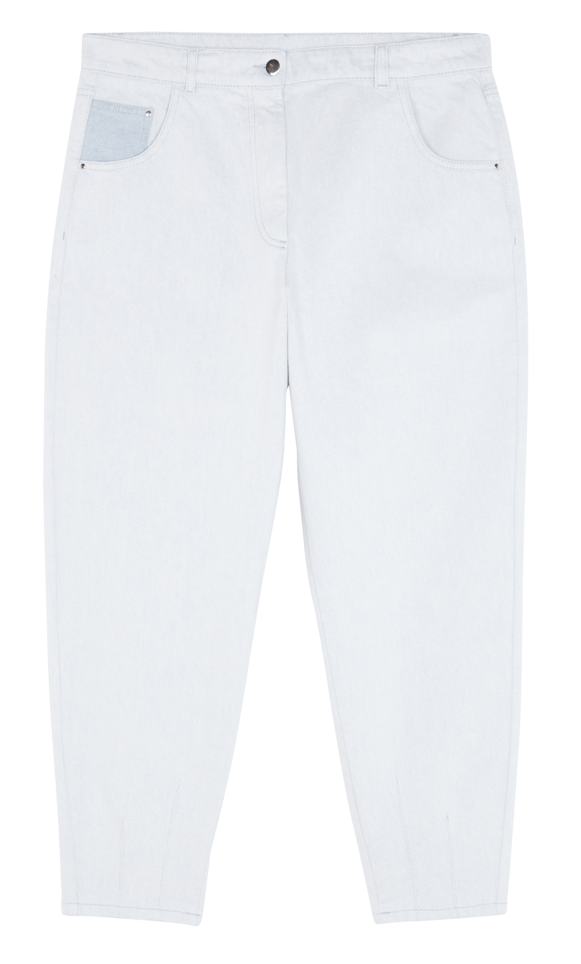 Jean carotte plissé au bas en coton PERSONA by Marina Rinaldi Bleu