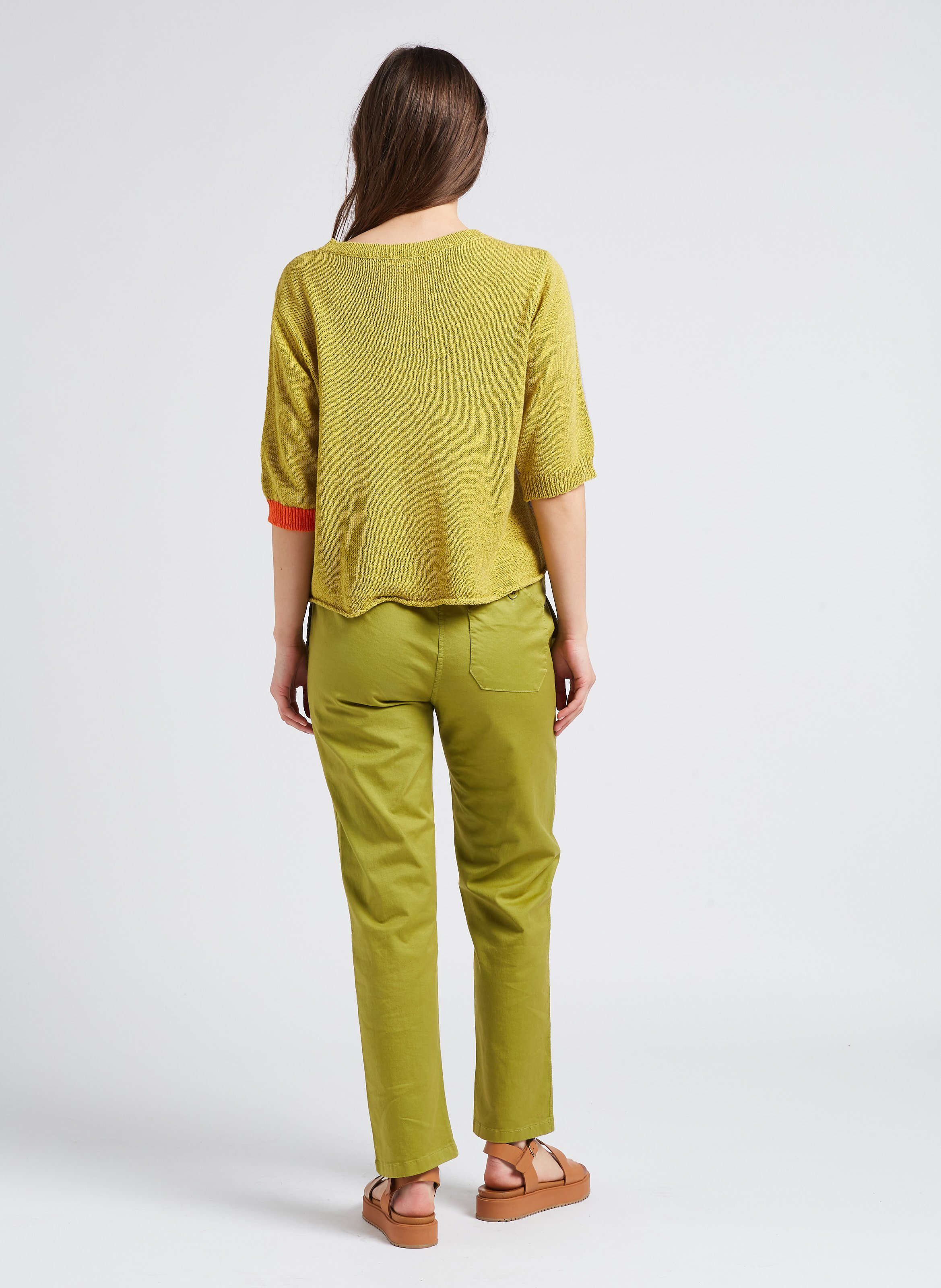 Cotton-blend carrot pants with ties DR BLOOM Green