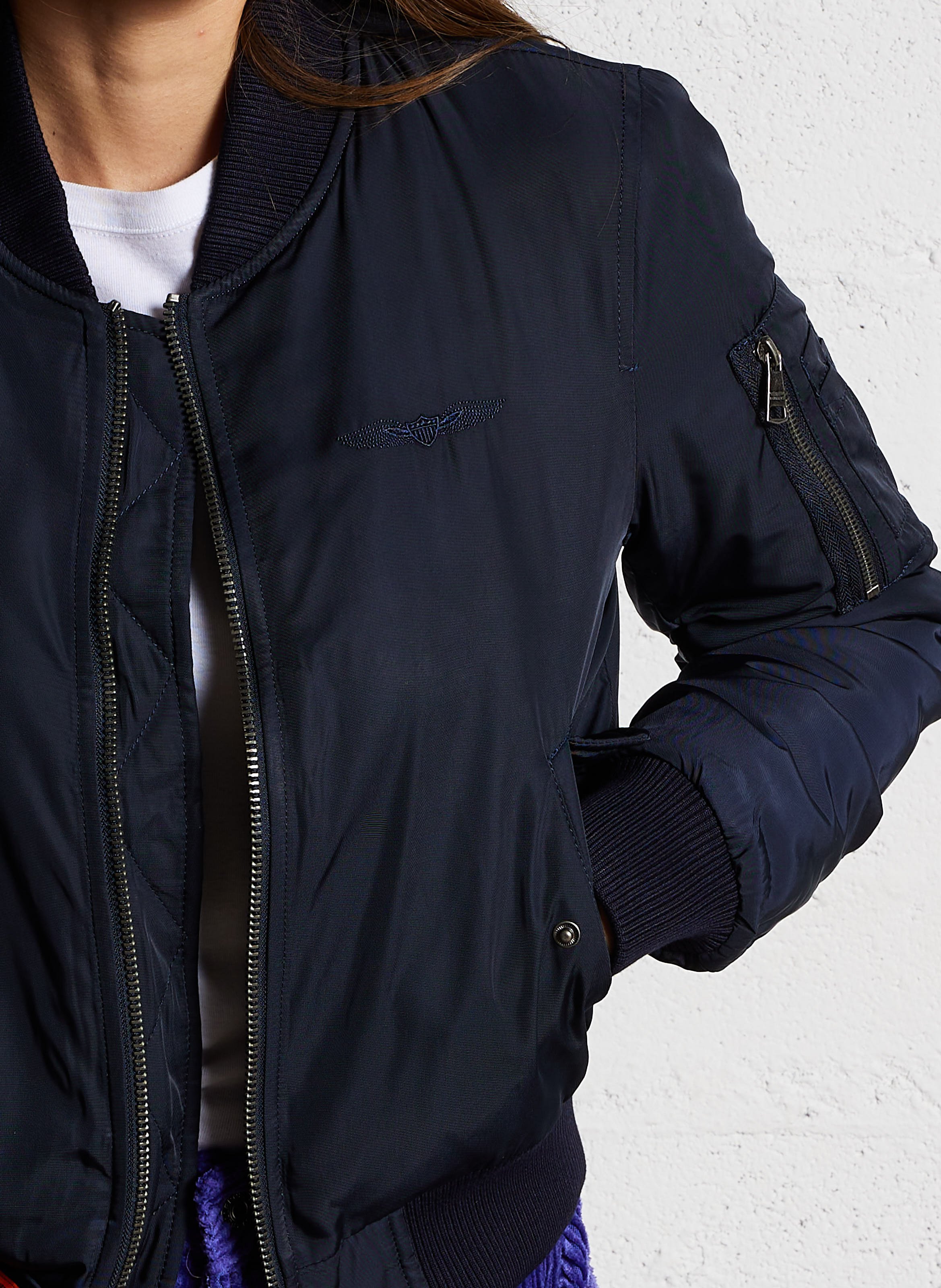 Bomber col teddy cintré BOMBERS ORIGINAL Bleu