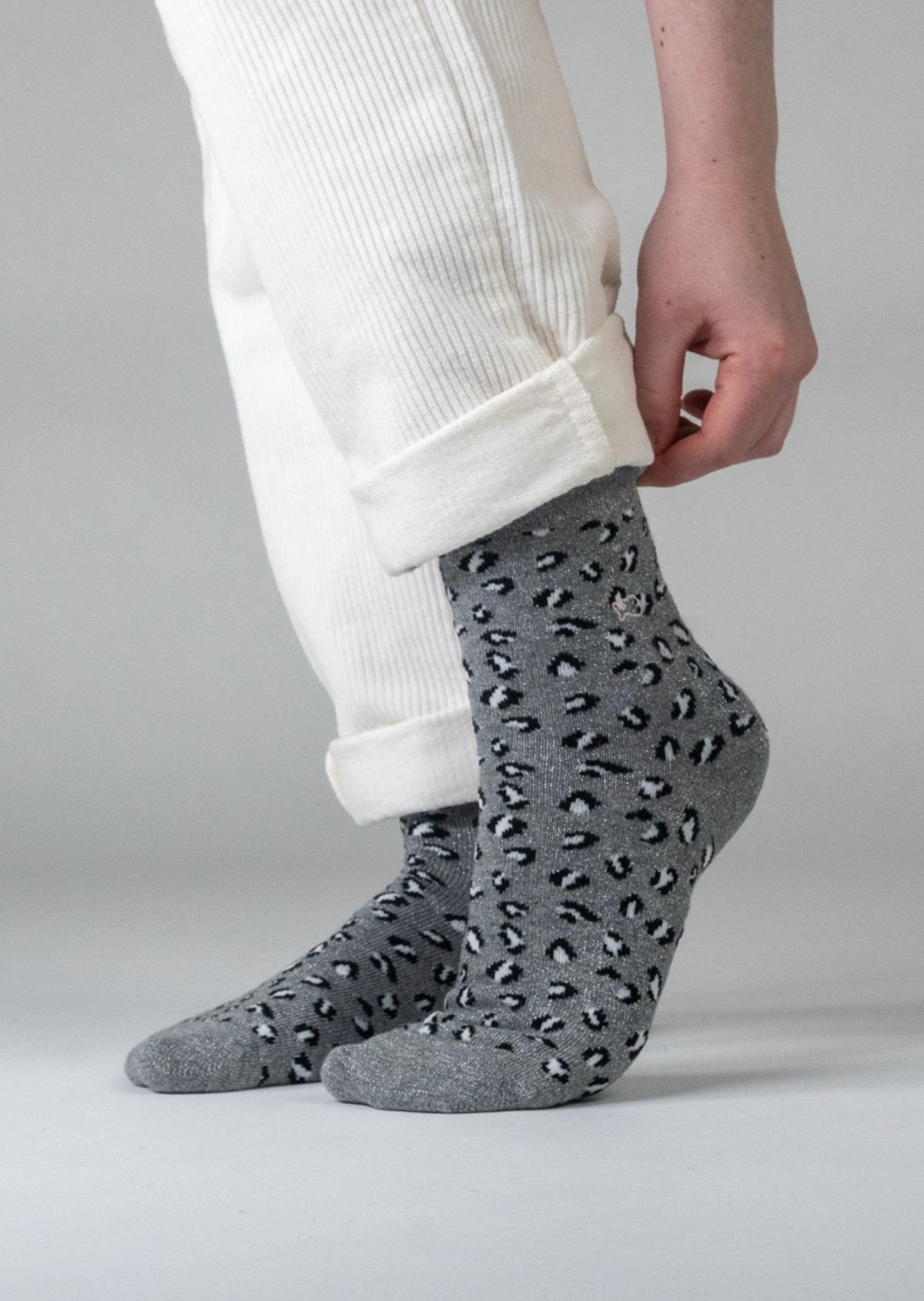Leopard Combed Cotton Socks BILLYBELT Grey