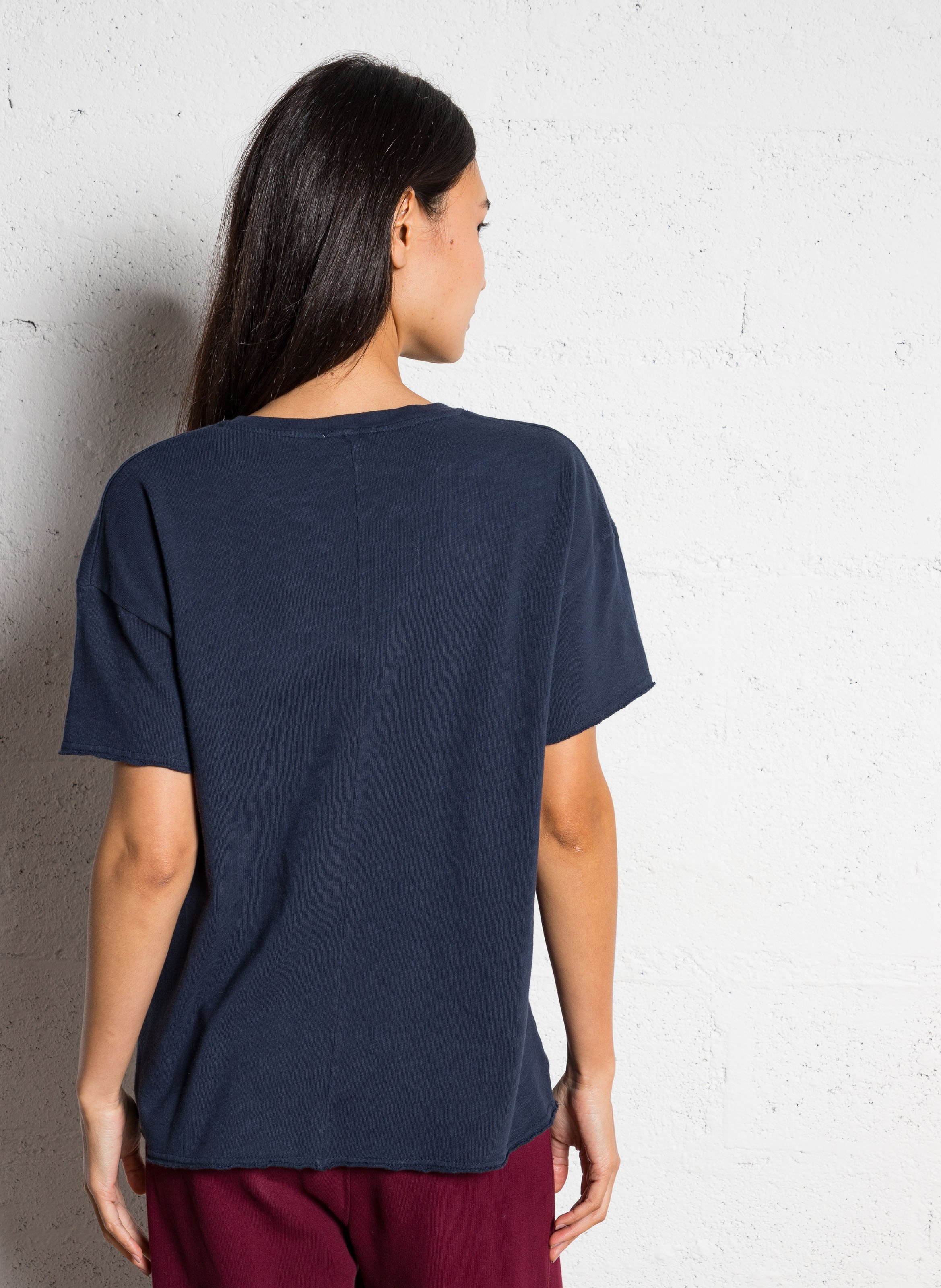 Straight cotton round-neck T-shirt Blue