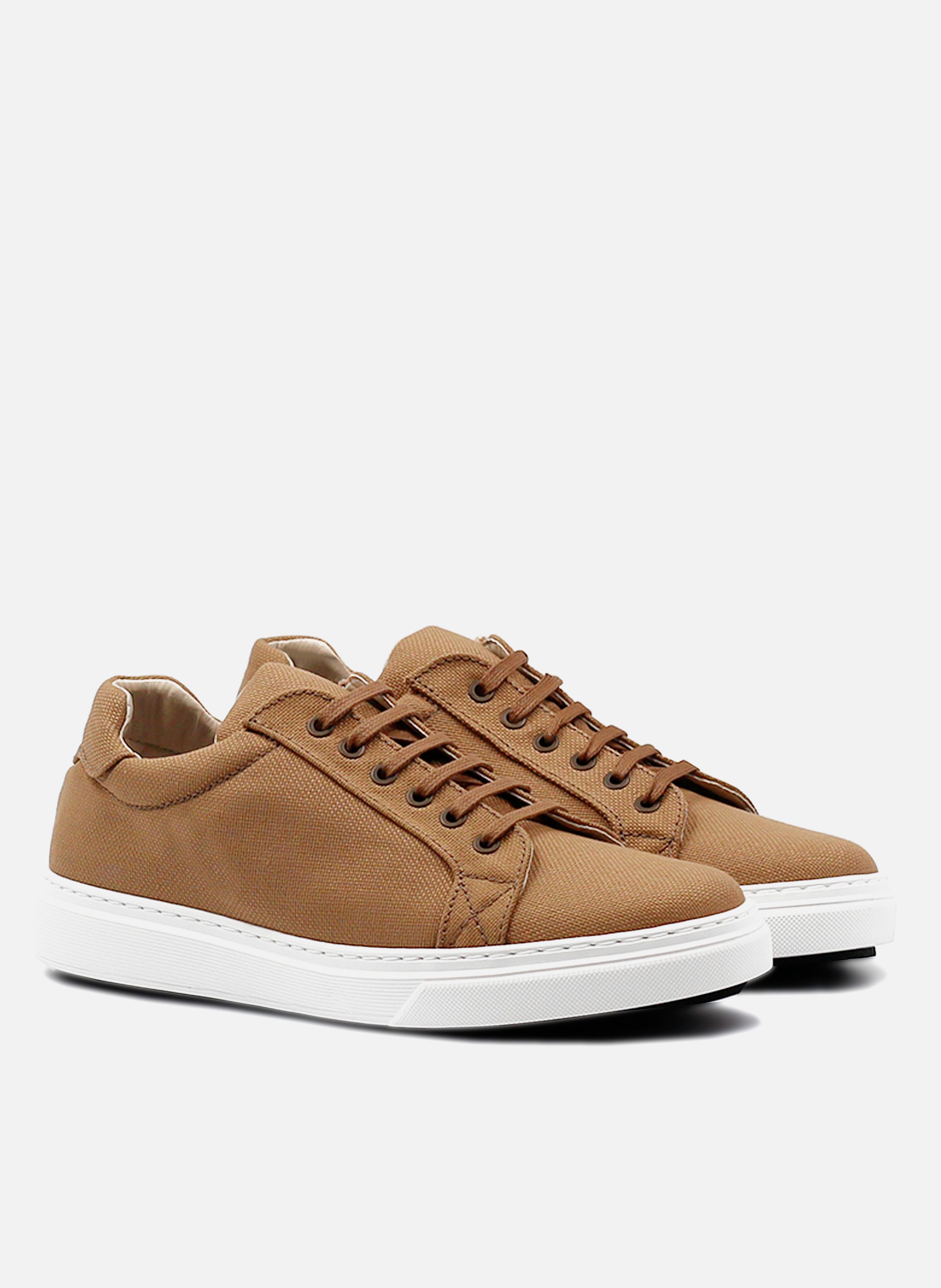 Lace-up recycled canvas sneakers JULES & JENN Brown