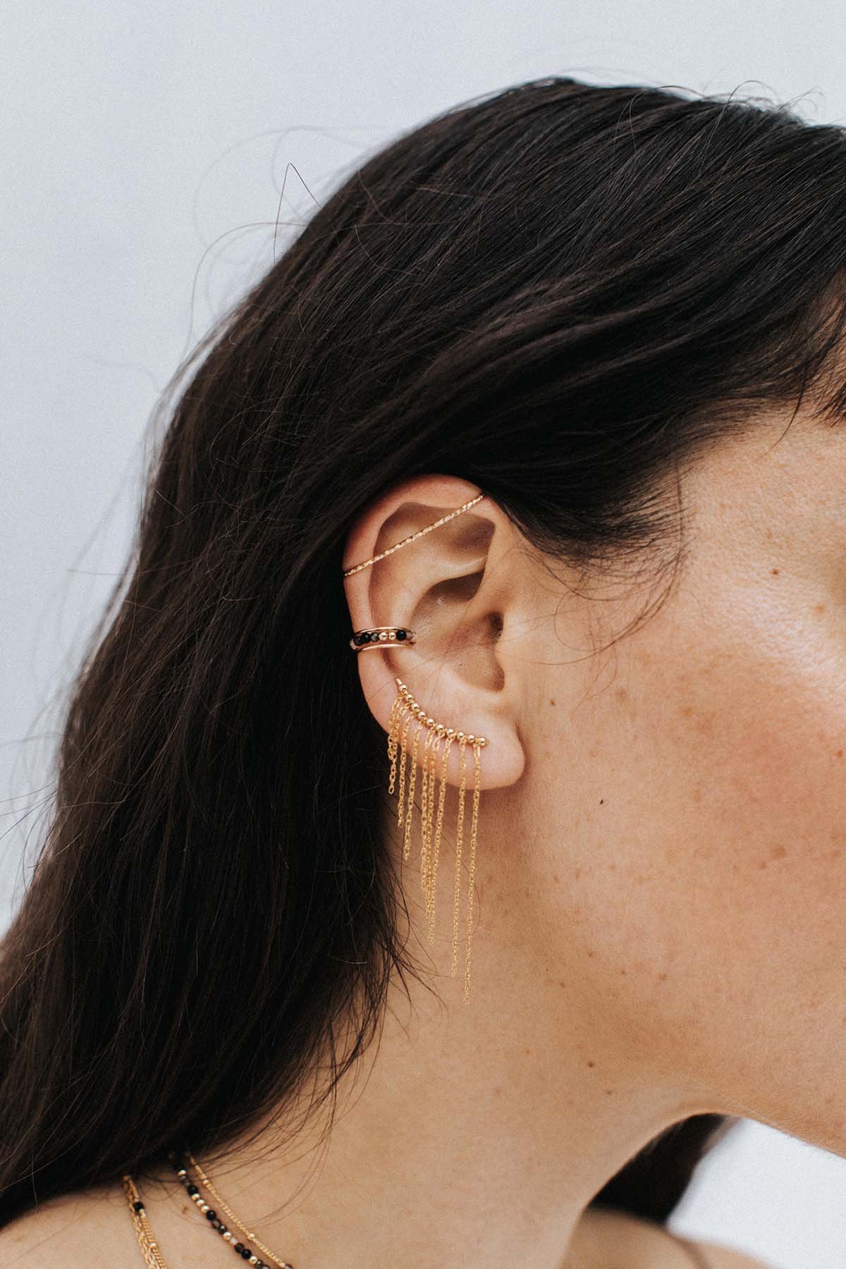 Large fringe ear climber YAY Golden
