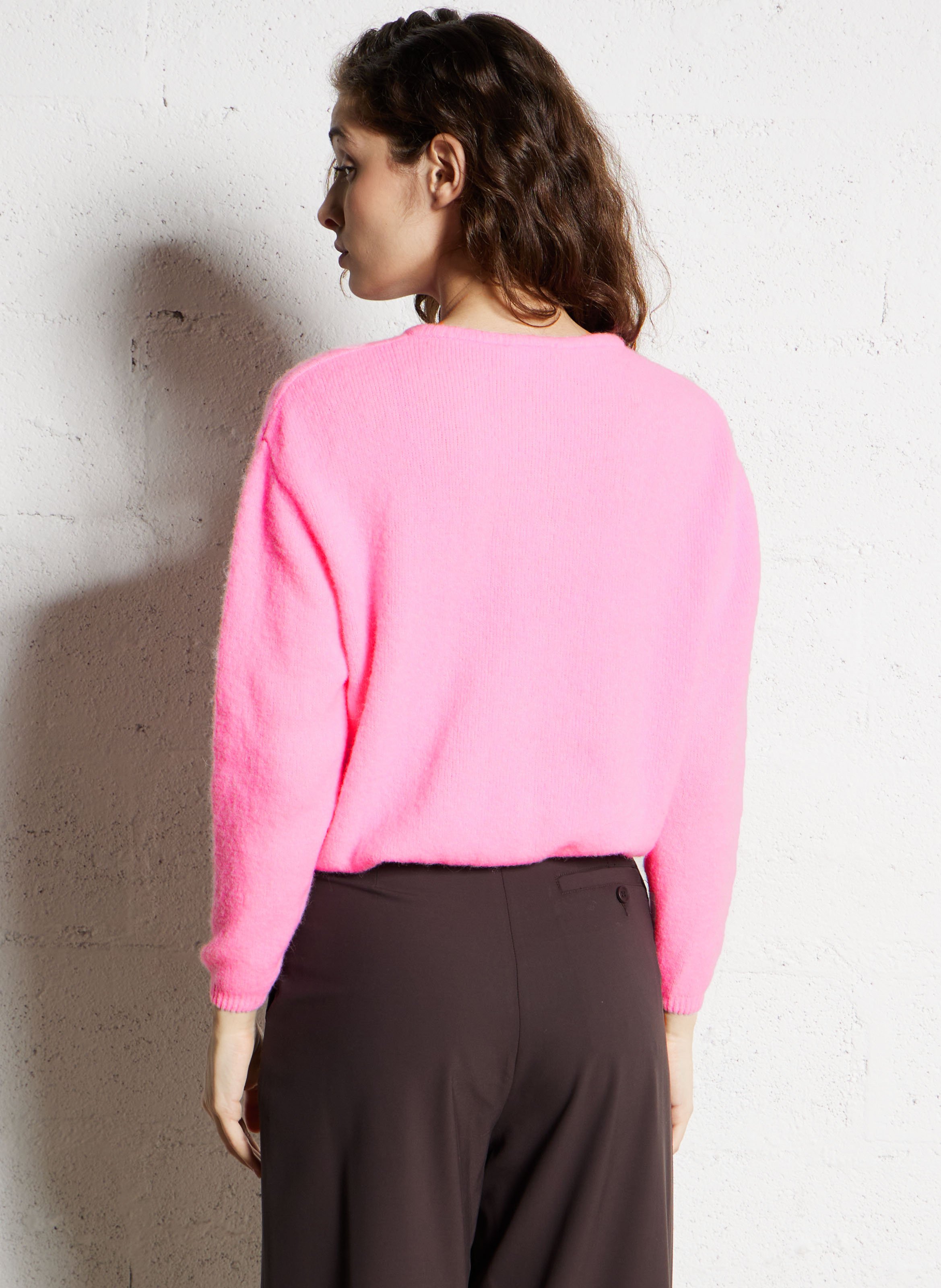 Loose-fit wool-blend cardigan with round neck AMERICAN VINTAGE Pink