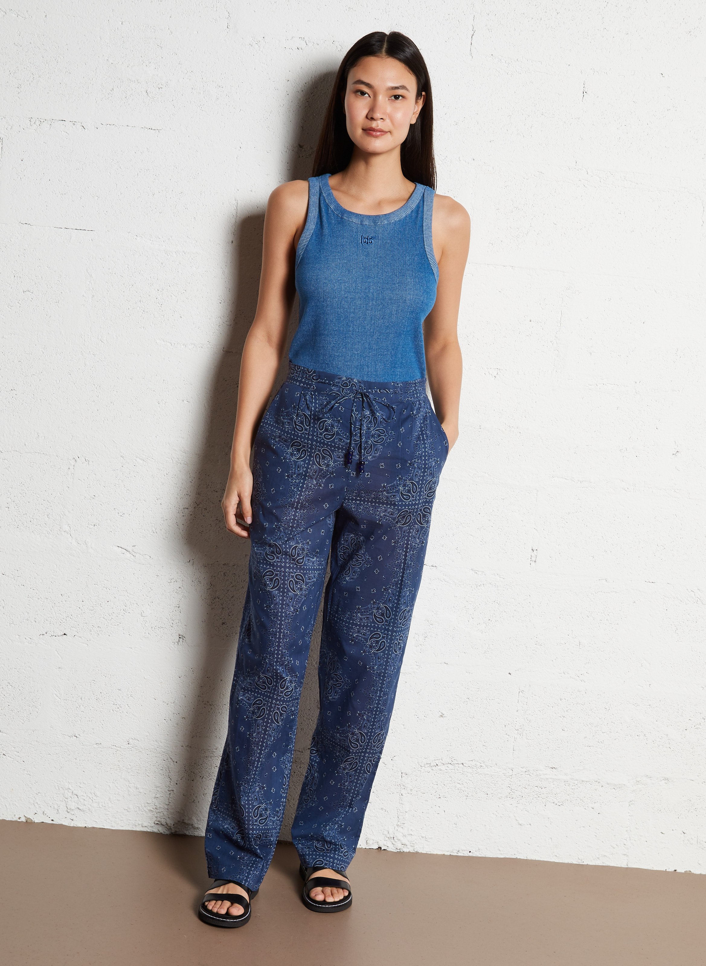 Katoenen blouse met ronde hals Grijs