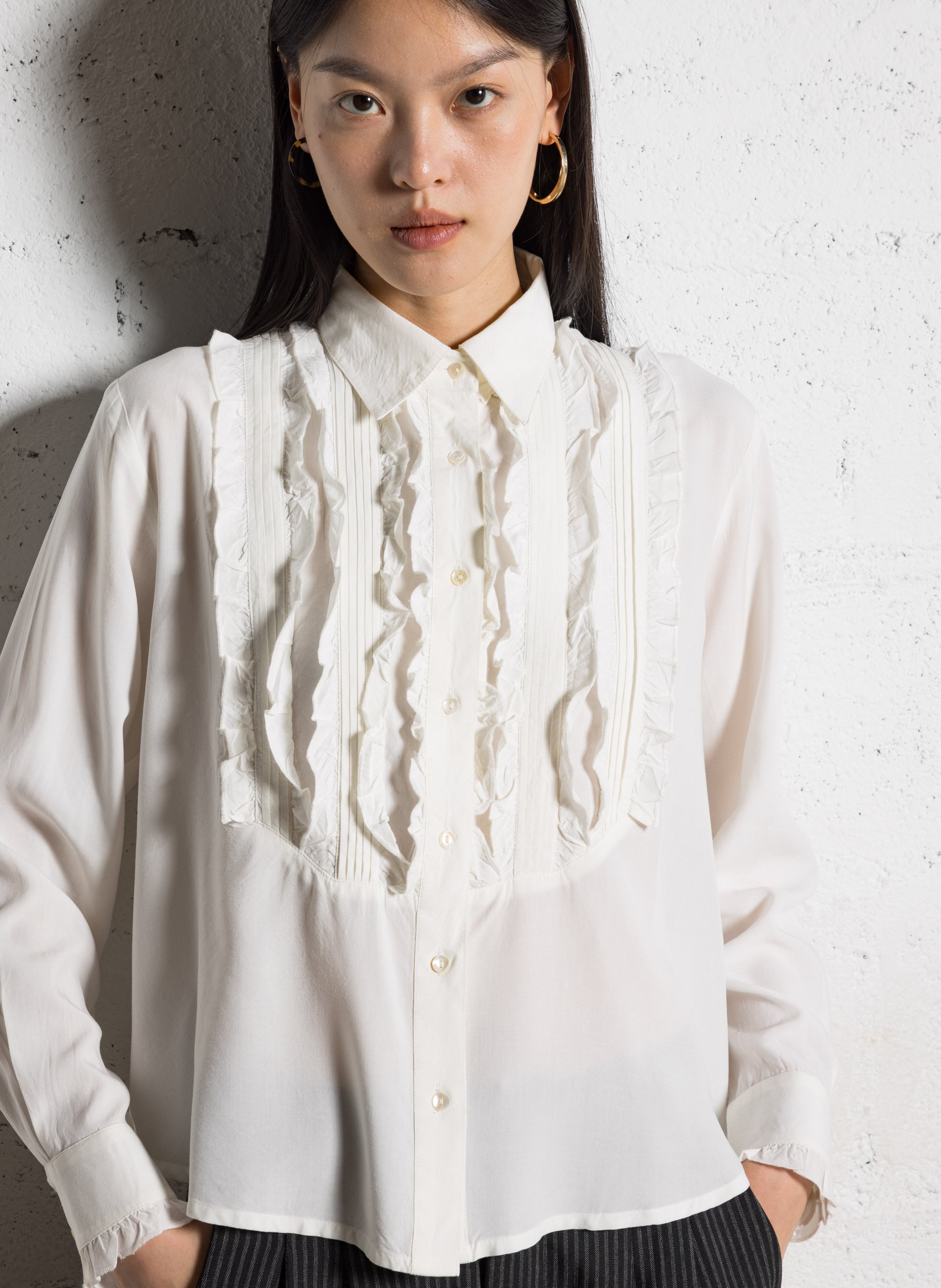 Short embroidered cotton-blend henley dress MAISON HOTEL