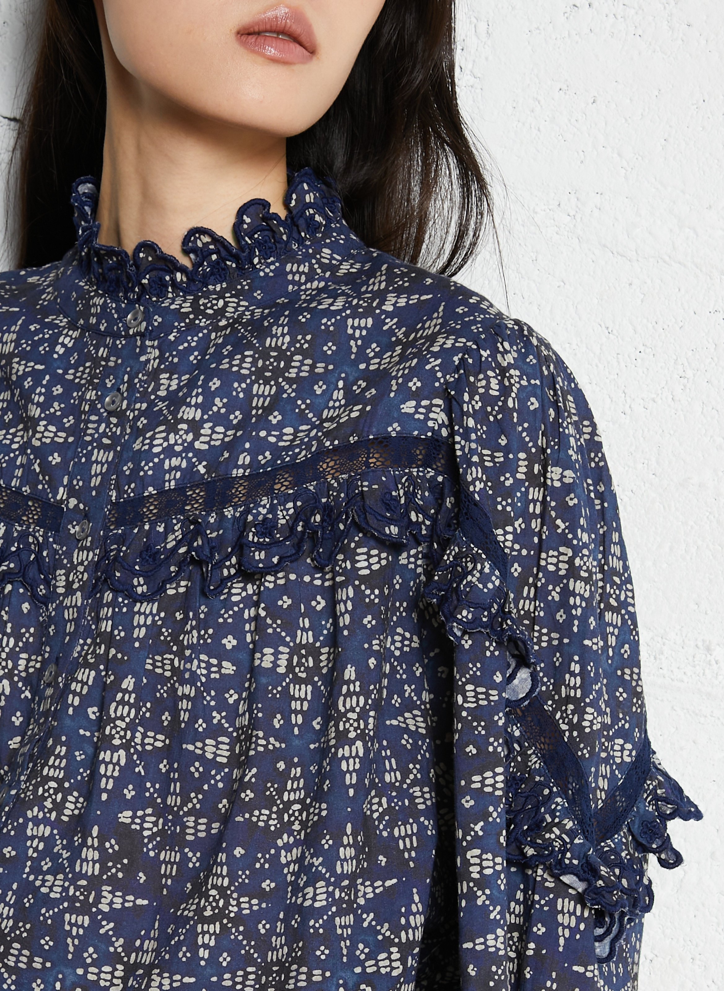 Straight printed cotton shirt LOUISE MISHA Blue