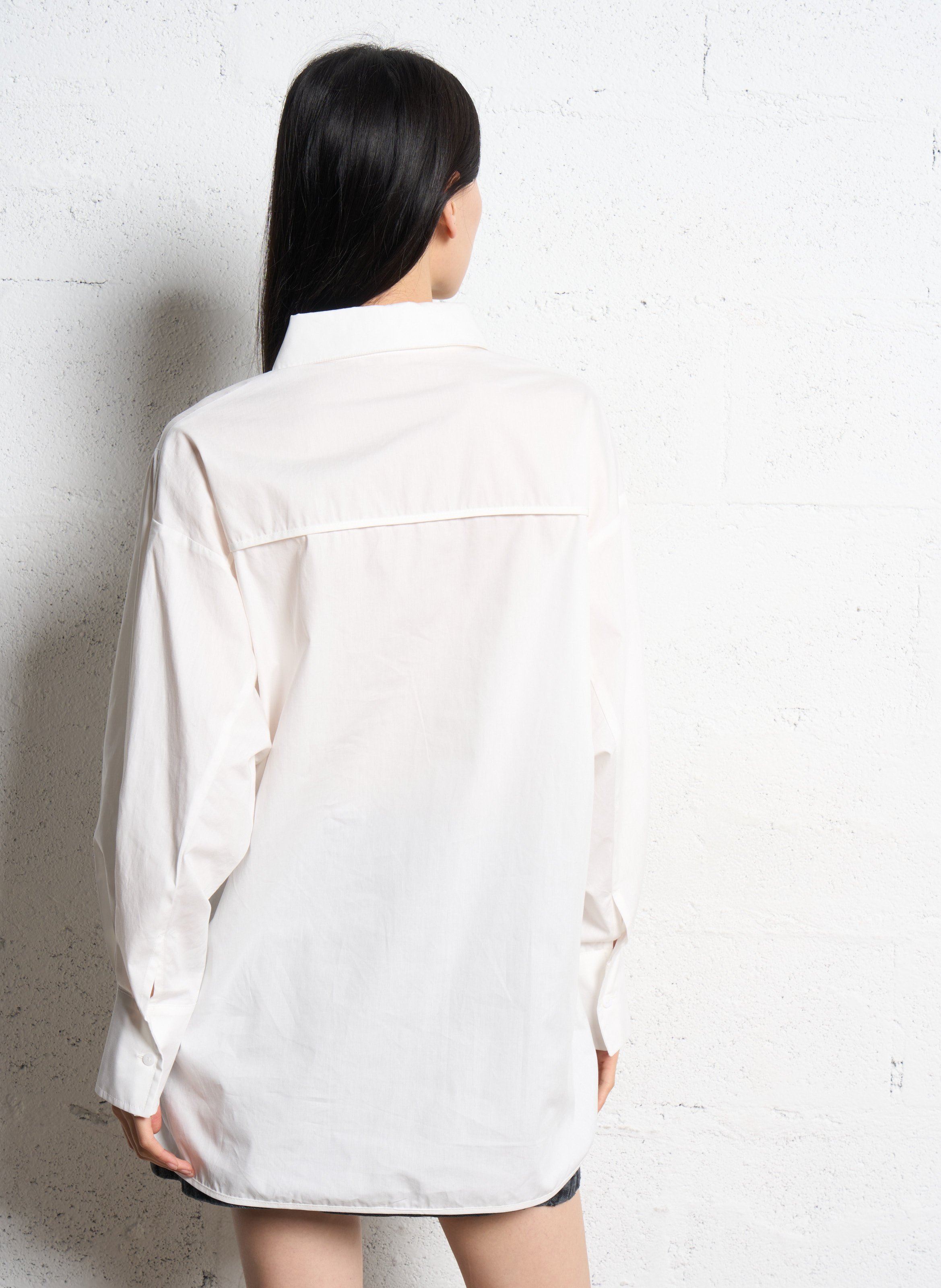 Organic cotton shirt with classic collar SUNCOO White