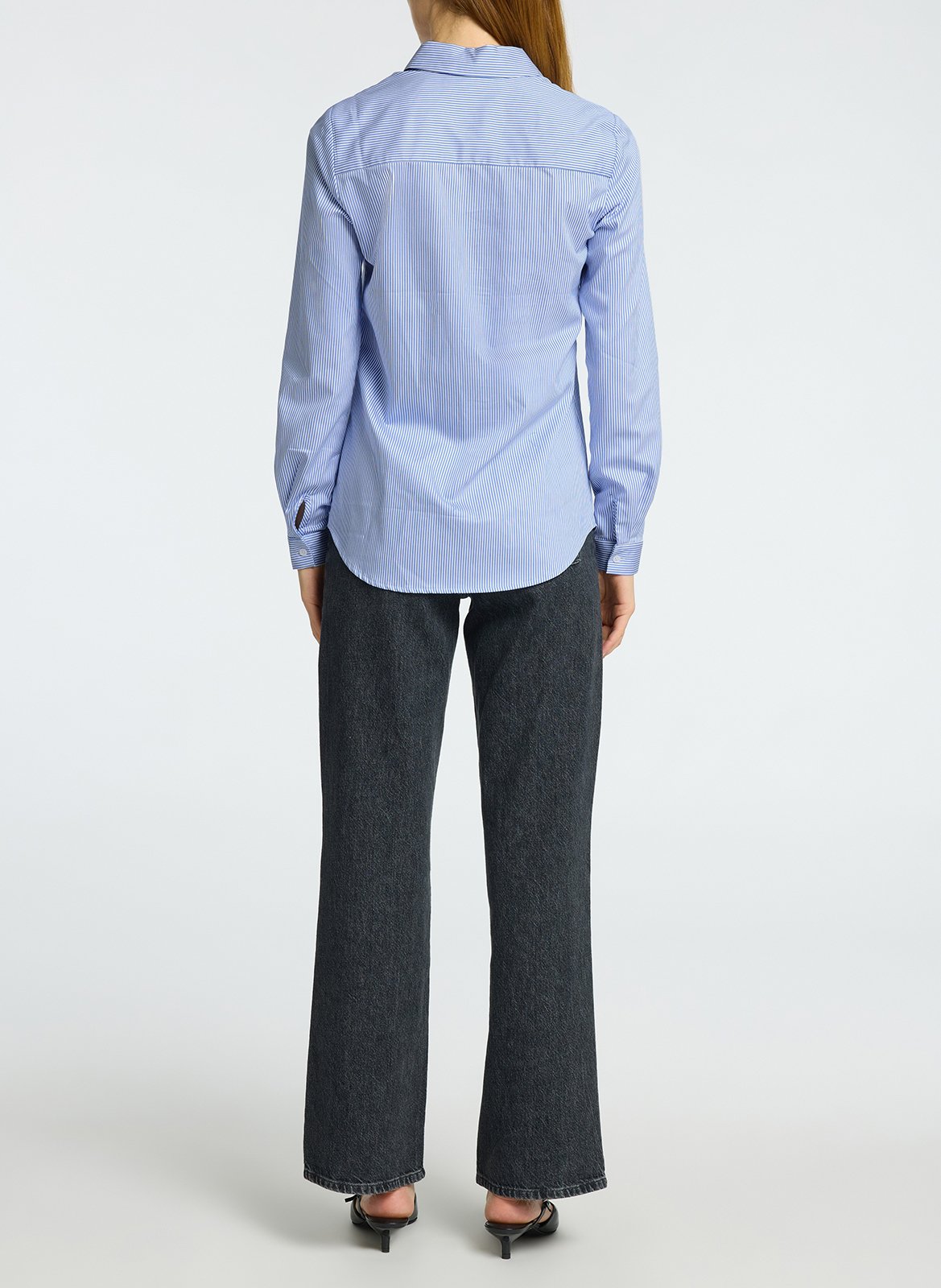 Organic cotton-blend shirt with classic collar SELECTED White