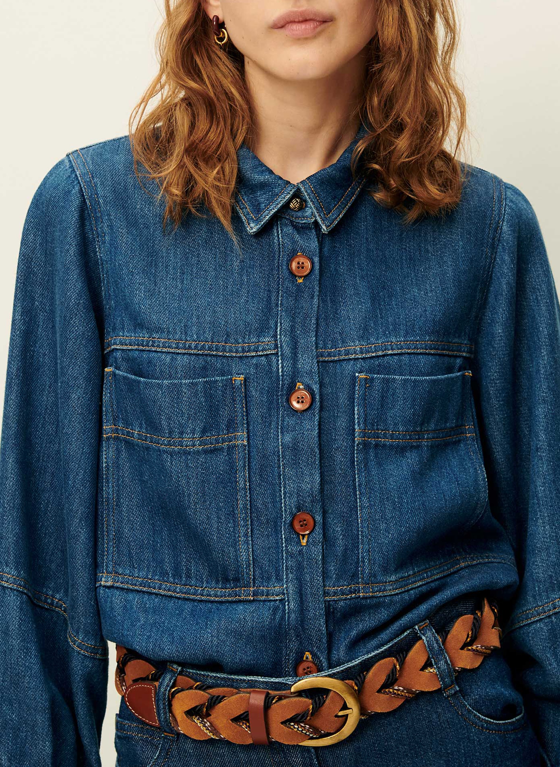 Denim jacket with classic collar SESSUN Blue