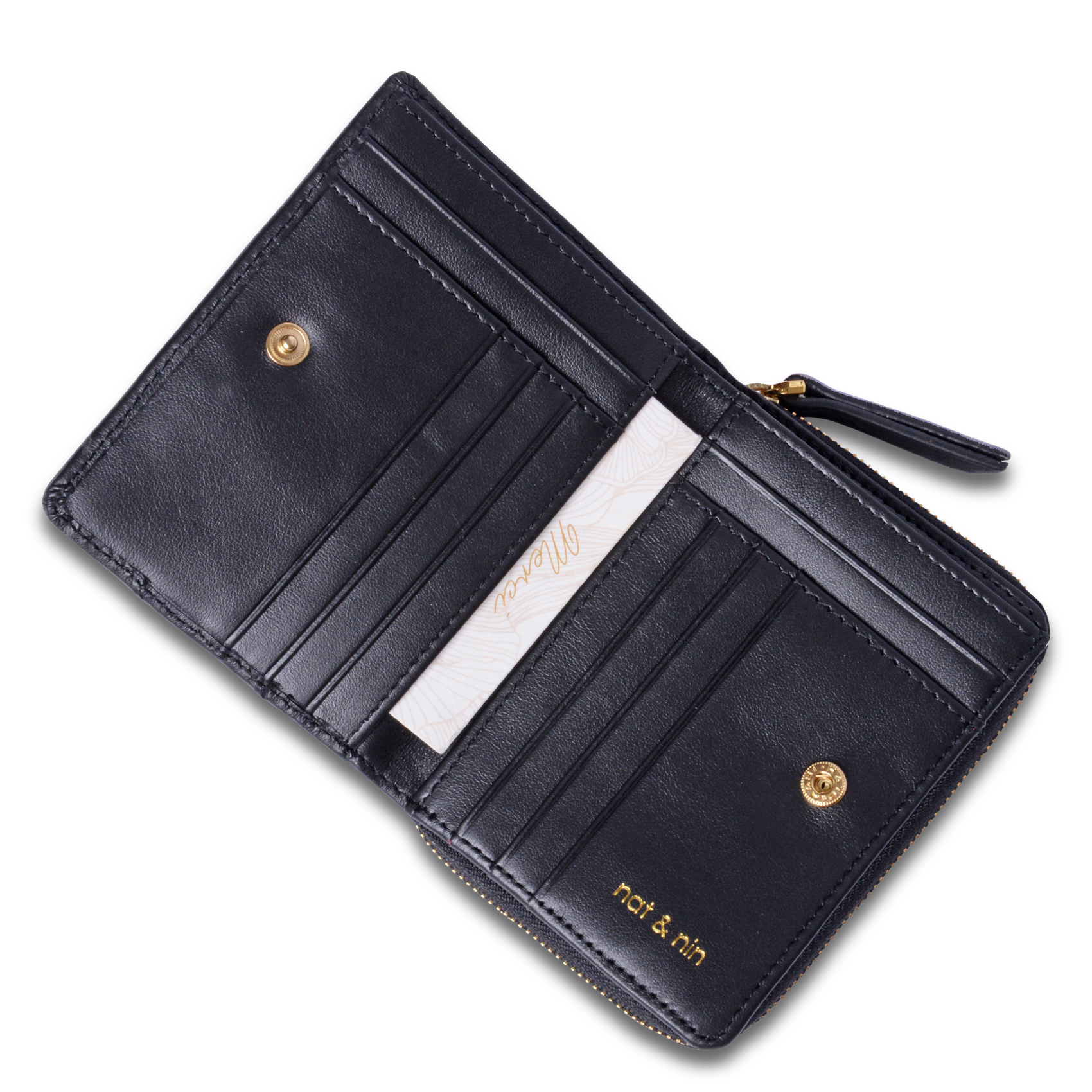 Portefeuille en cuir NAT & NIN Noir