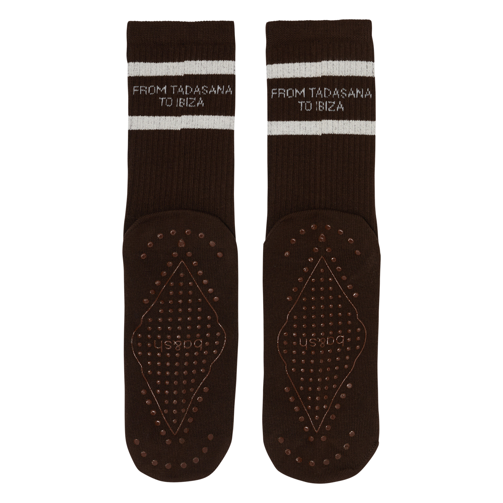 Chaussettes montante antidérapantes à rayures BA&SH Marron