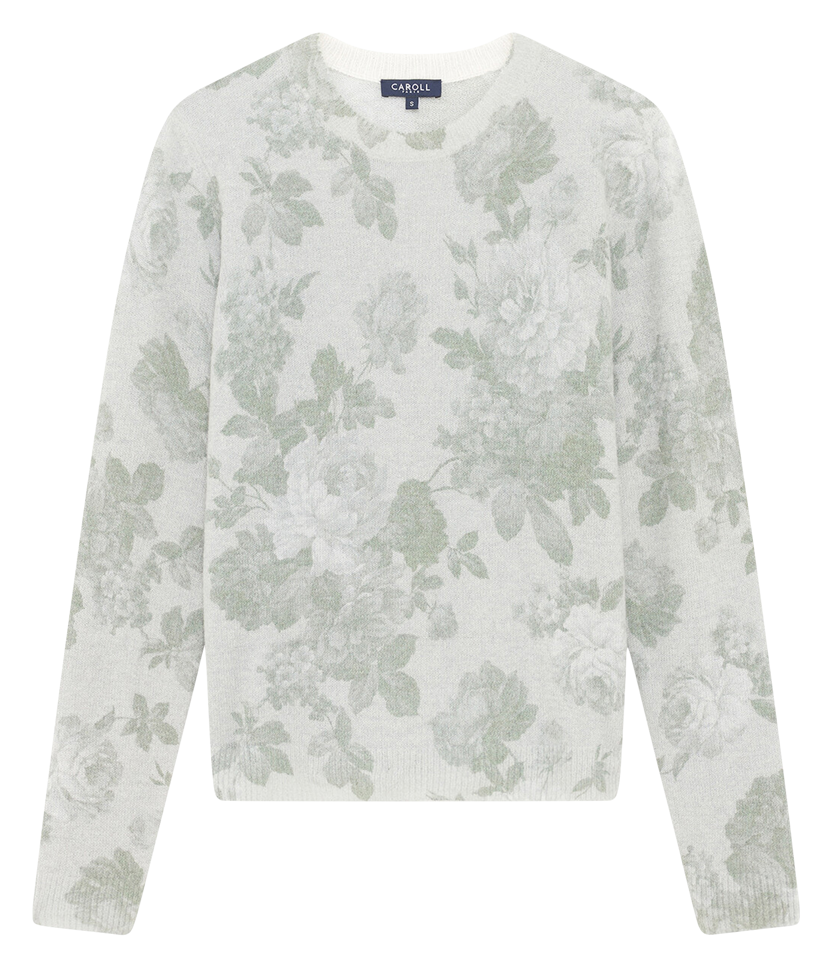 Straight round neck printed sweater CAROLL Green