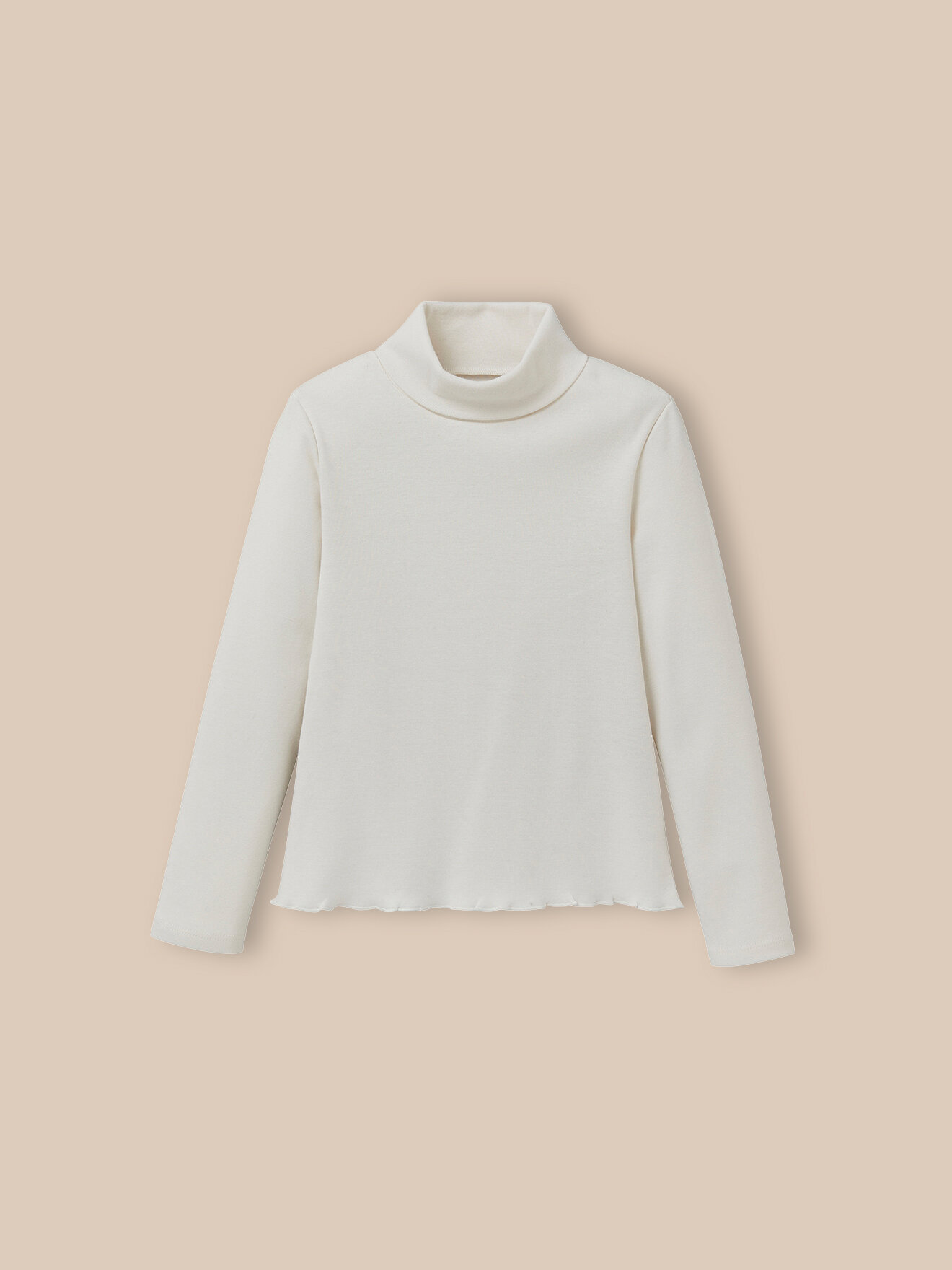 High neck organic cotton sweater CYRILLUS White