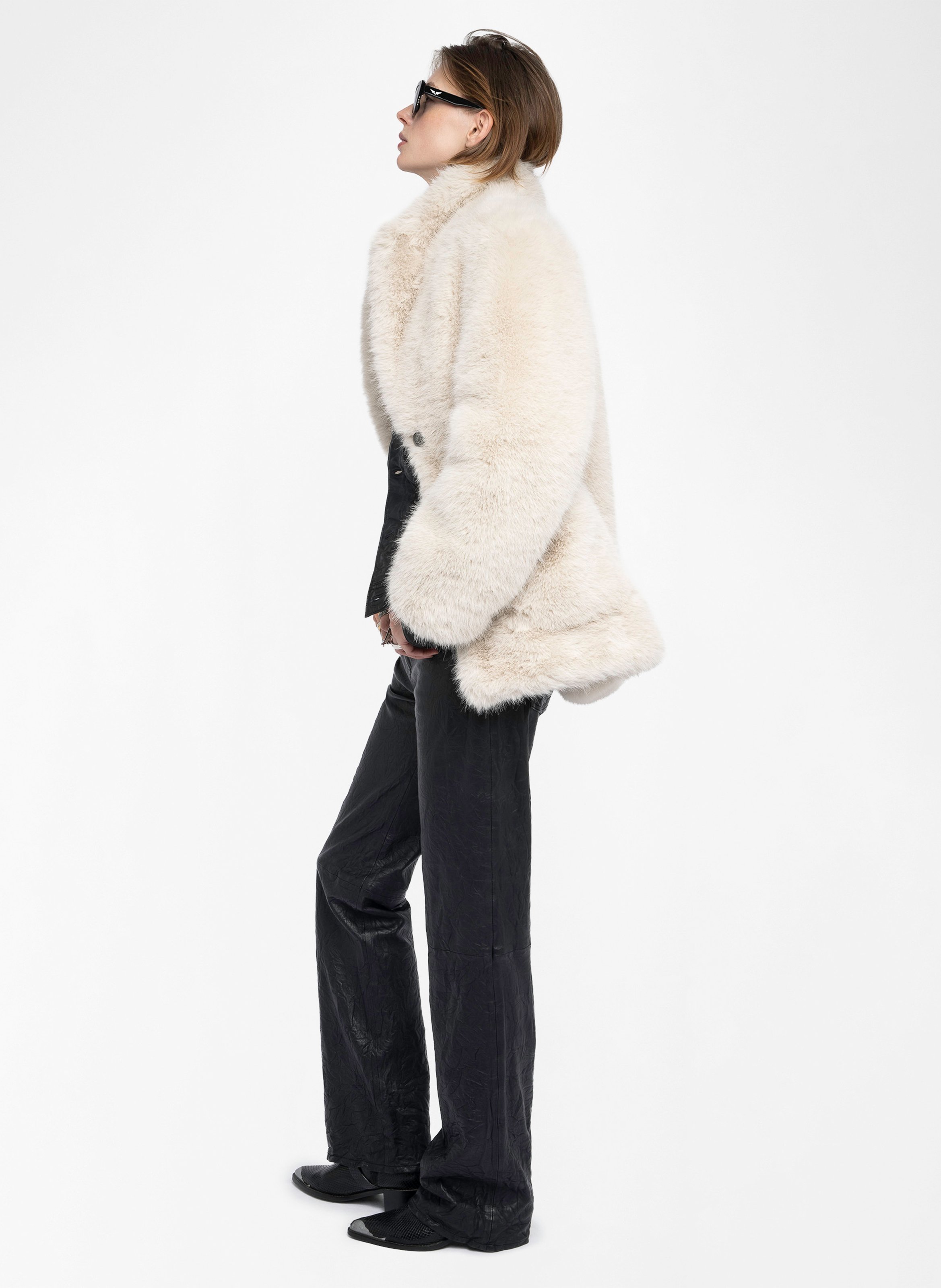 Faux fur coat with tailored collar ZADIG&VOLTAIRE White