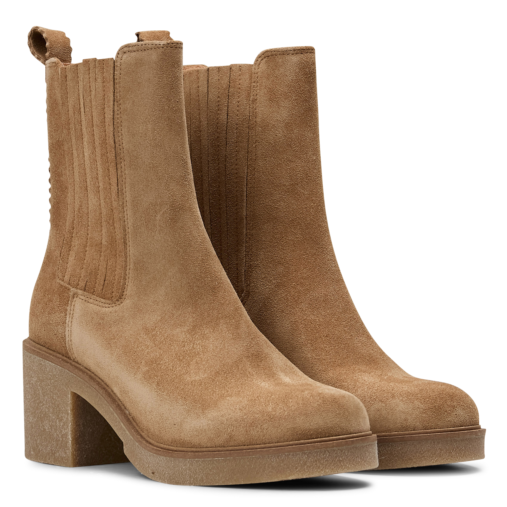 Bottines à talons en cuir velours MELLOW YELLOW Beige