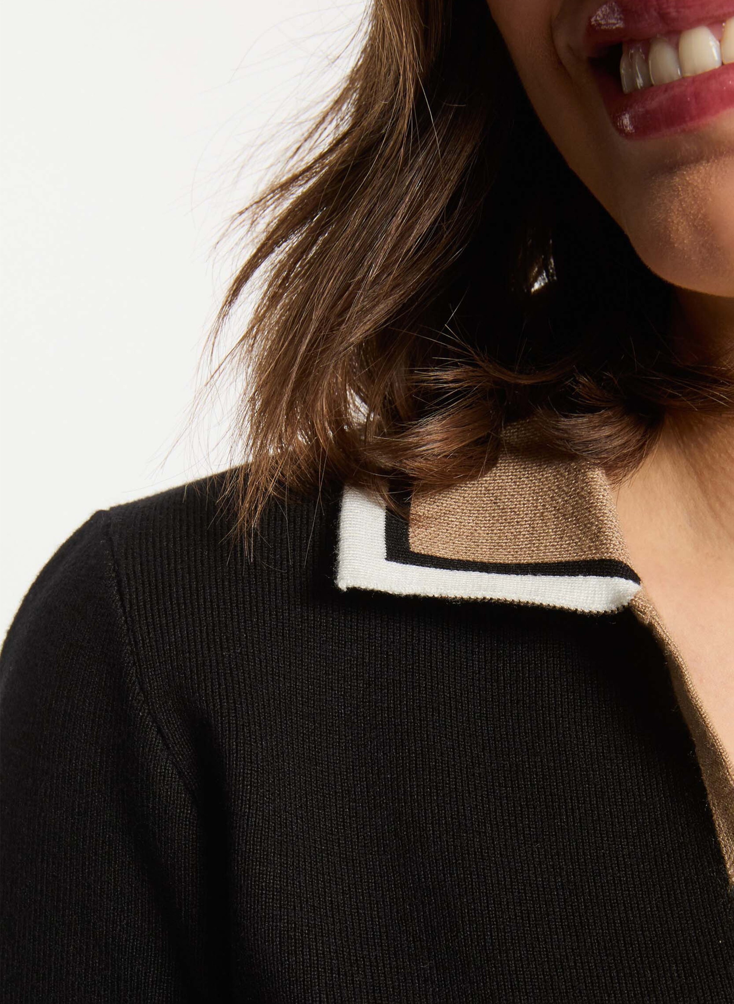 Fitted short-sleeve button-up polo MORGAN Black