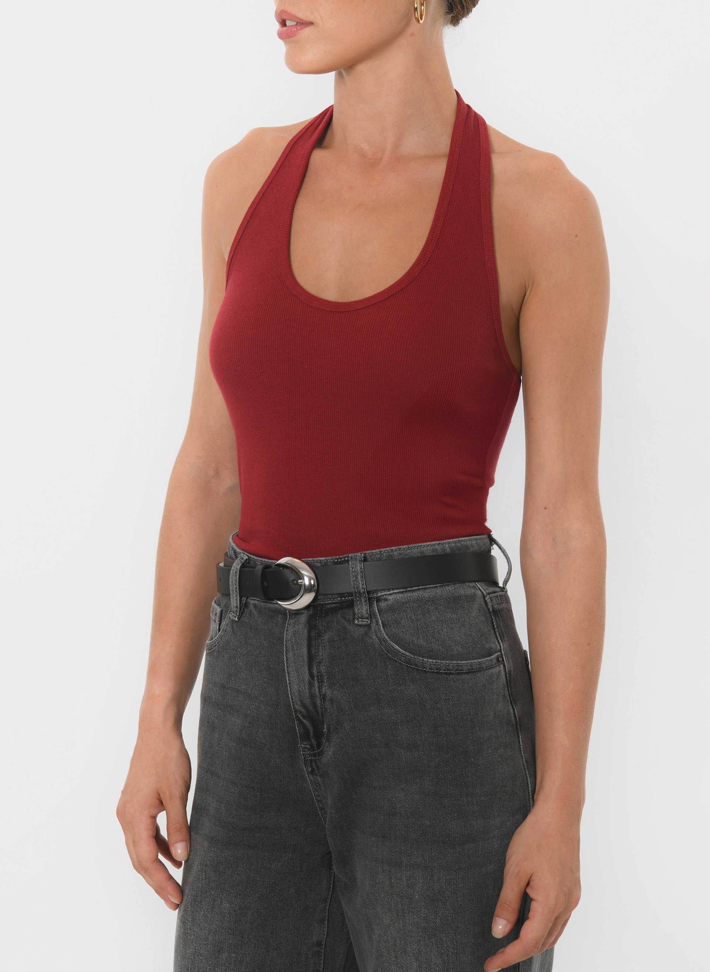 Cotton-blend tank top with round neck KOOKAI Red