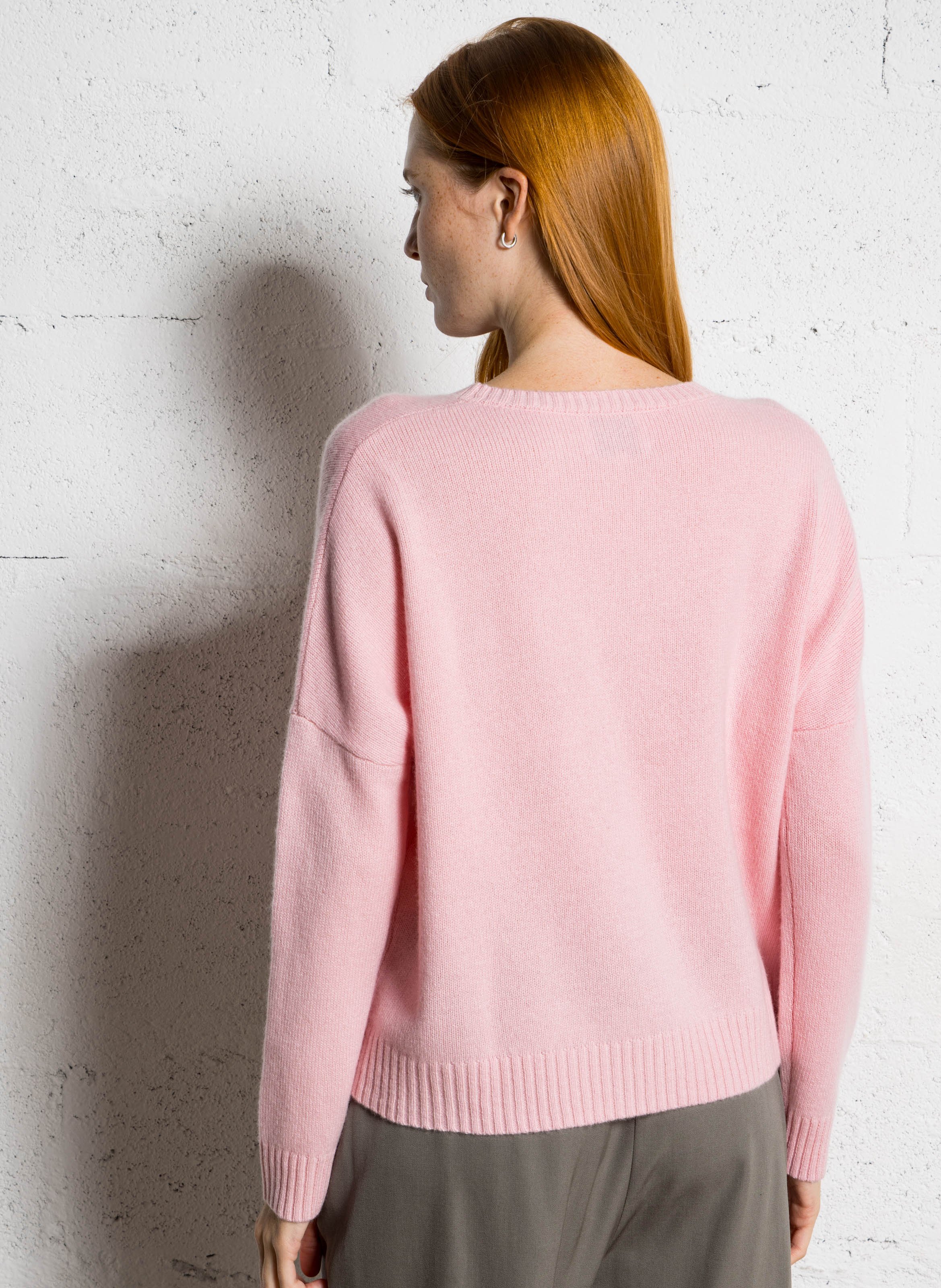 Pull col rond oversize en cachemire KUJTEN Rose